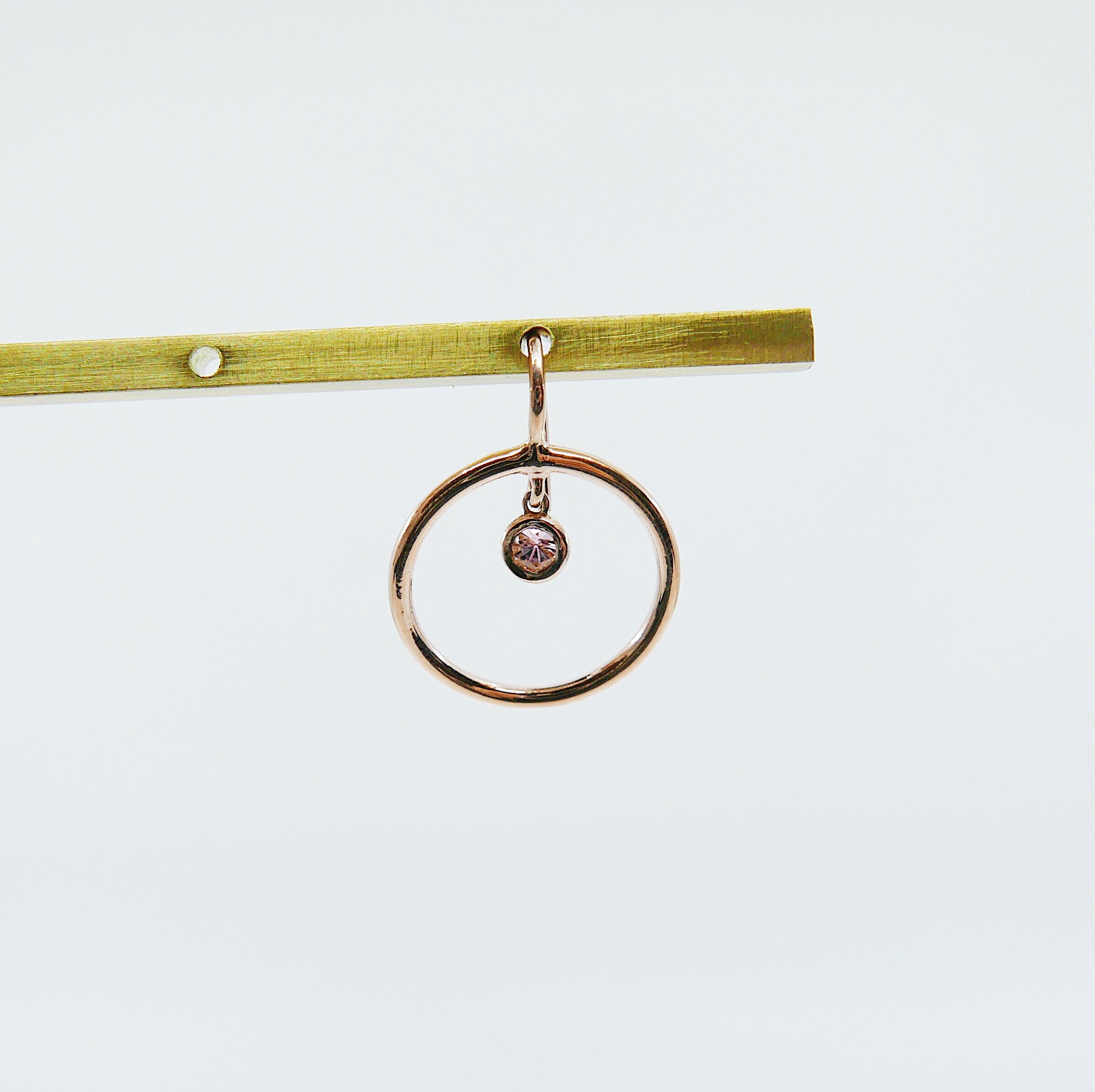 Open Hoop Pink Tourmaline Earring, Open Hoop 14k Gold Earring, Tourmaline Hoop, Fish Hook Open Hoop Earring