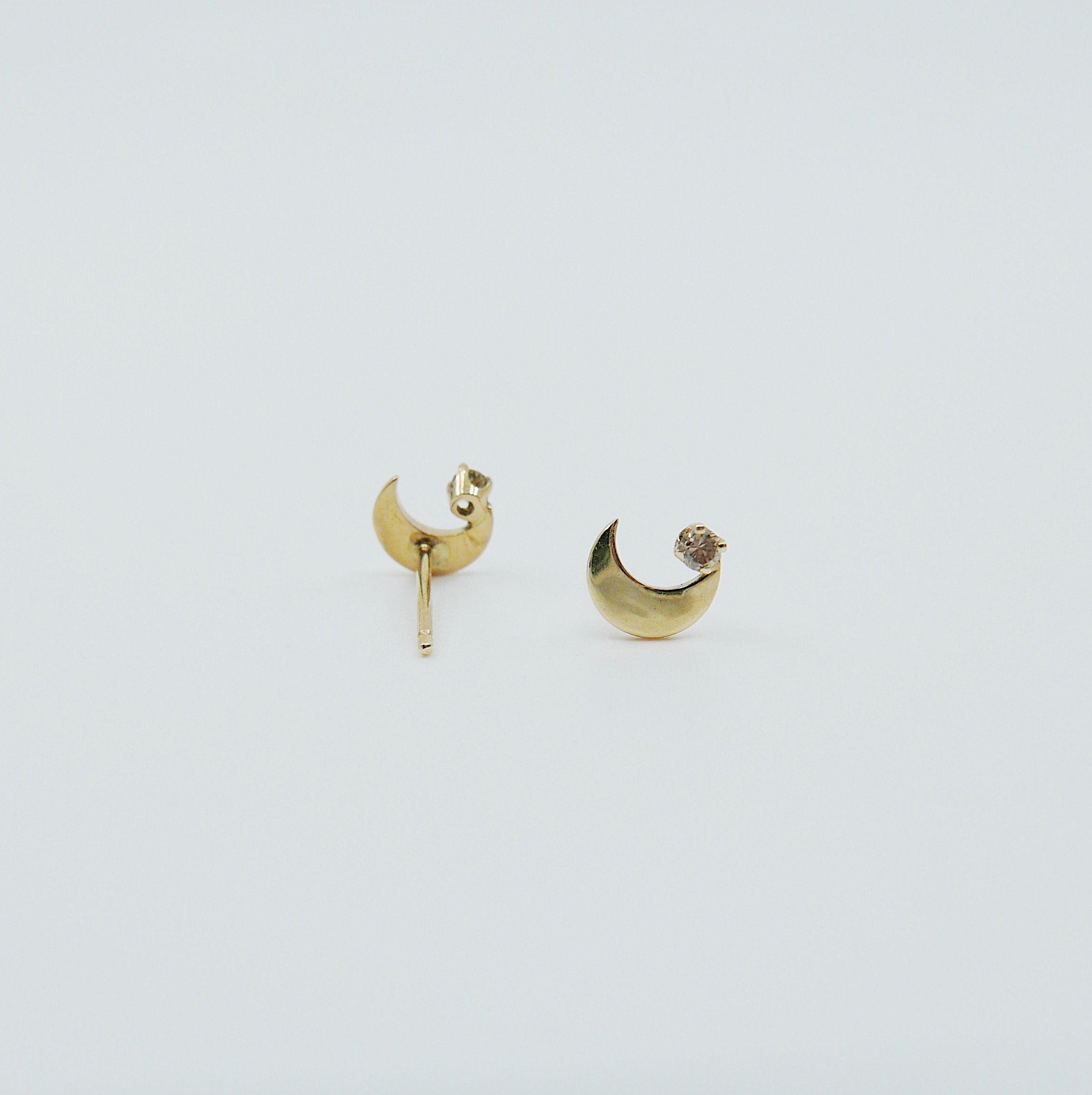 Crescent Moon Diamond Earrings, small moon Earrings, Diamond Moon Earrings, Diamond Moon, Moon Earrings, Crescent earrings, moon posts