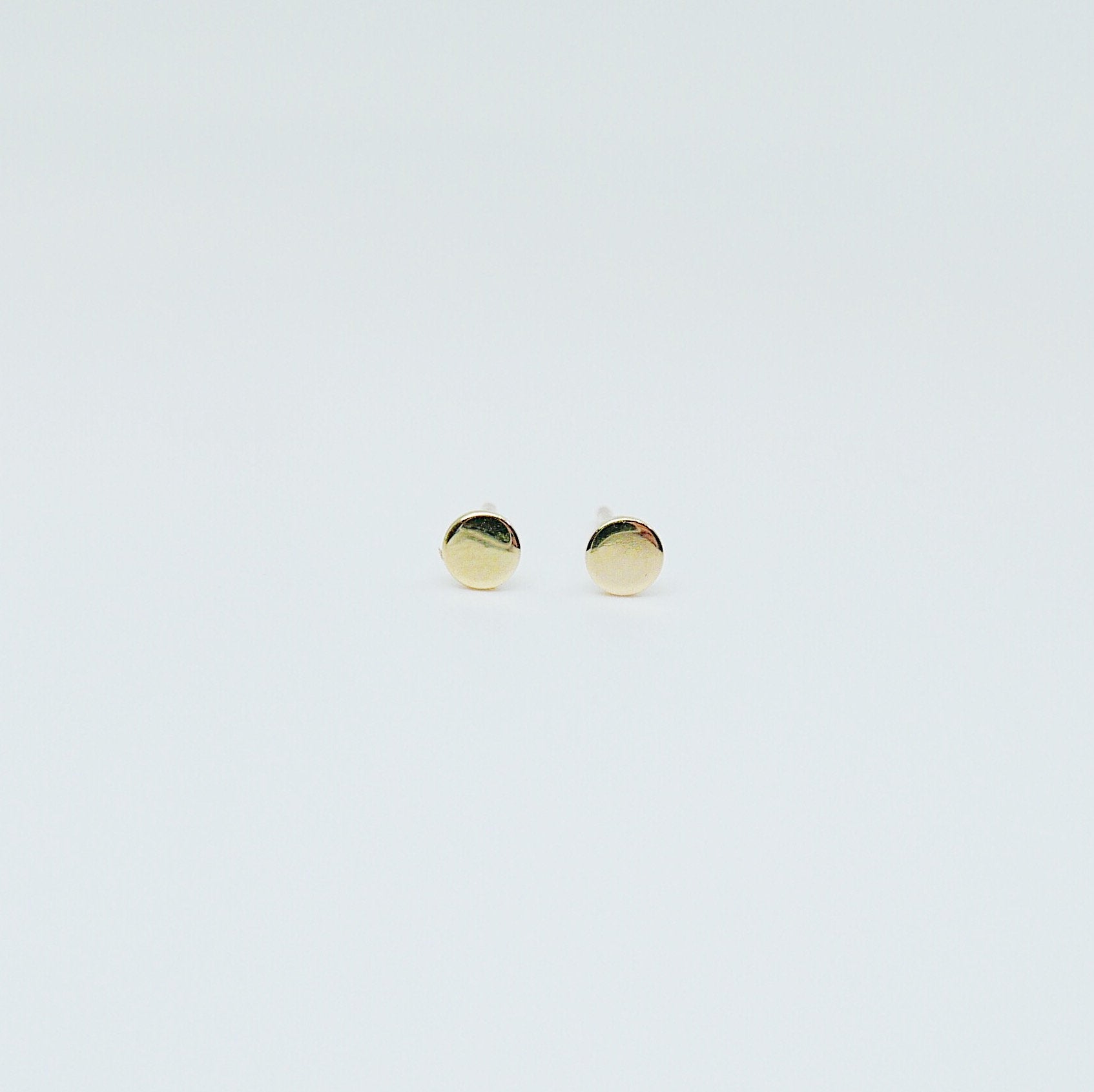 Dot Stud Earrings Small, 14k Gold Dot Stud Earrings, 14k Gold Post Earrings, Disc Stud Earrings