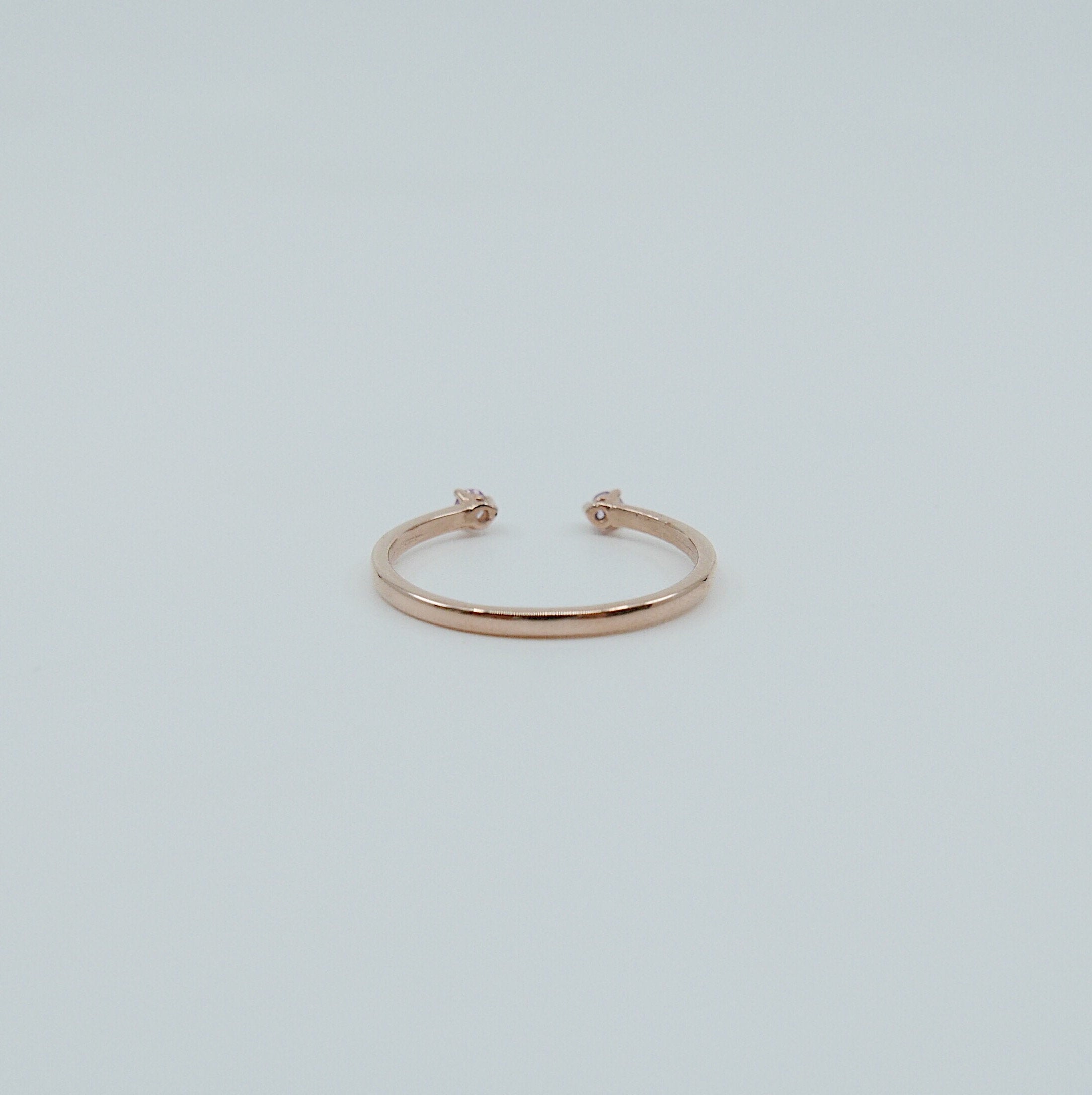 Mini pink sapphire cuff Ring, open Stacking ring, Simple pink stone ring, sapphire open band, small cuff ring, dainty gold band