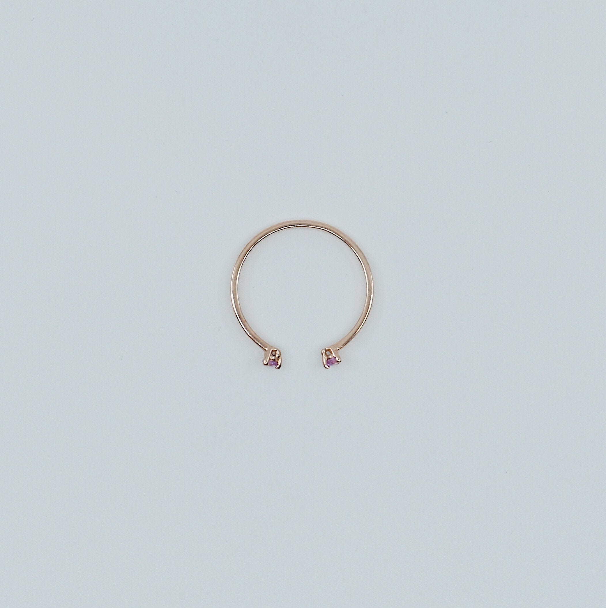 Mini pink sapphire cuff Ring, open Stacking ring, Simple pink stone ring, sapphire open band, small cuff ring, dainty gold band