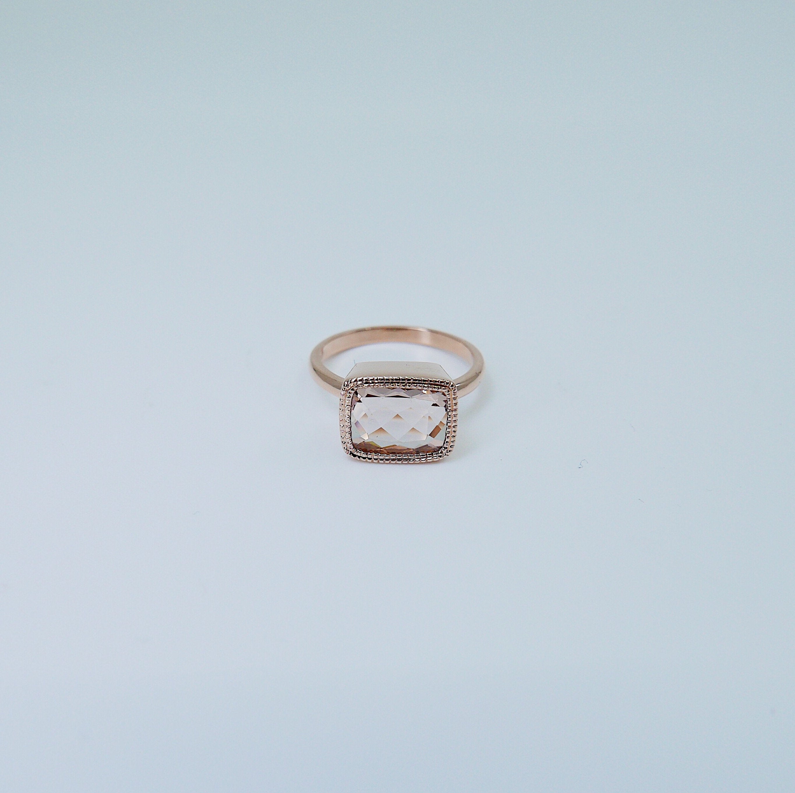 Cushion Morganite Ring, rose gold morganite ring, Rose Cut Bezel ring, statement ring, fine jewelry ring, morganite cushion rose cut ring