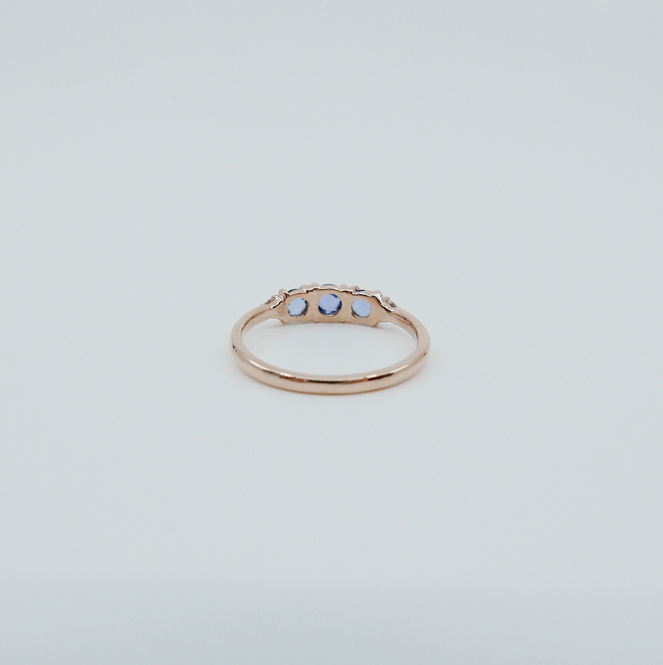 Hailey Sapphire and Diamond five stone ring, 5 stone band, rose cut Sapphire and diamond ring, 14k gold stone ring, five stone ring