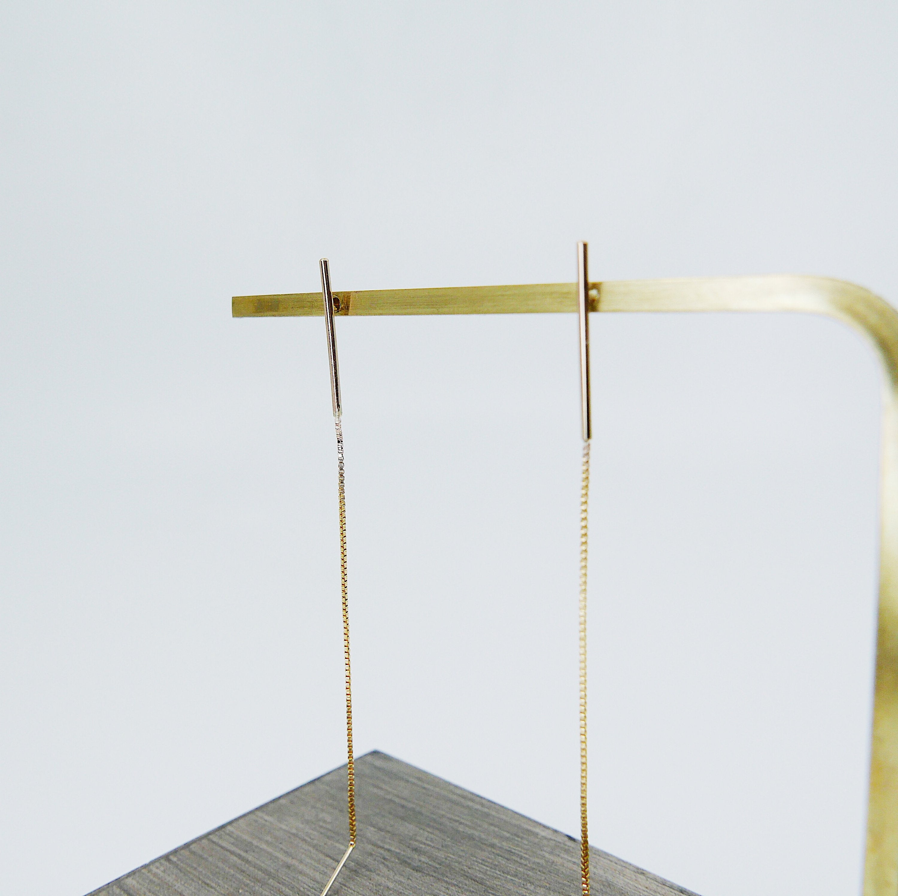 Long Chain Post Earring, Sterling Silver Long Chain Earring, Gold Filled Long Chain Earring, Gold Filled Ear Post