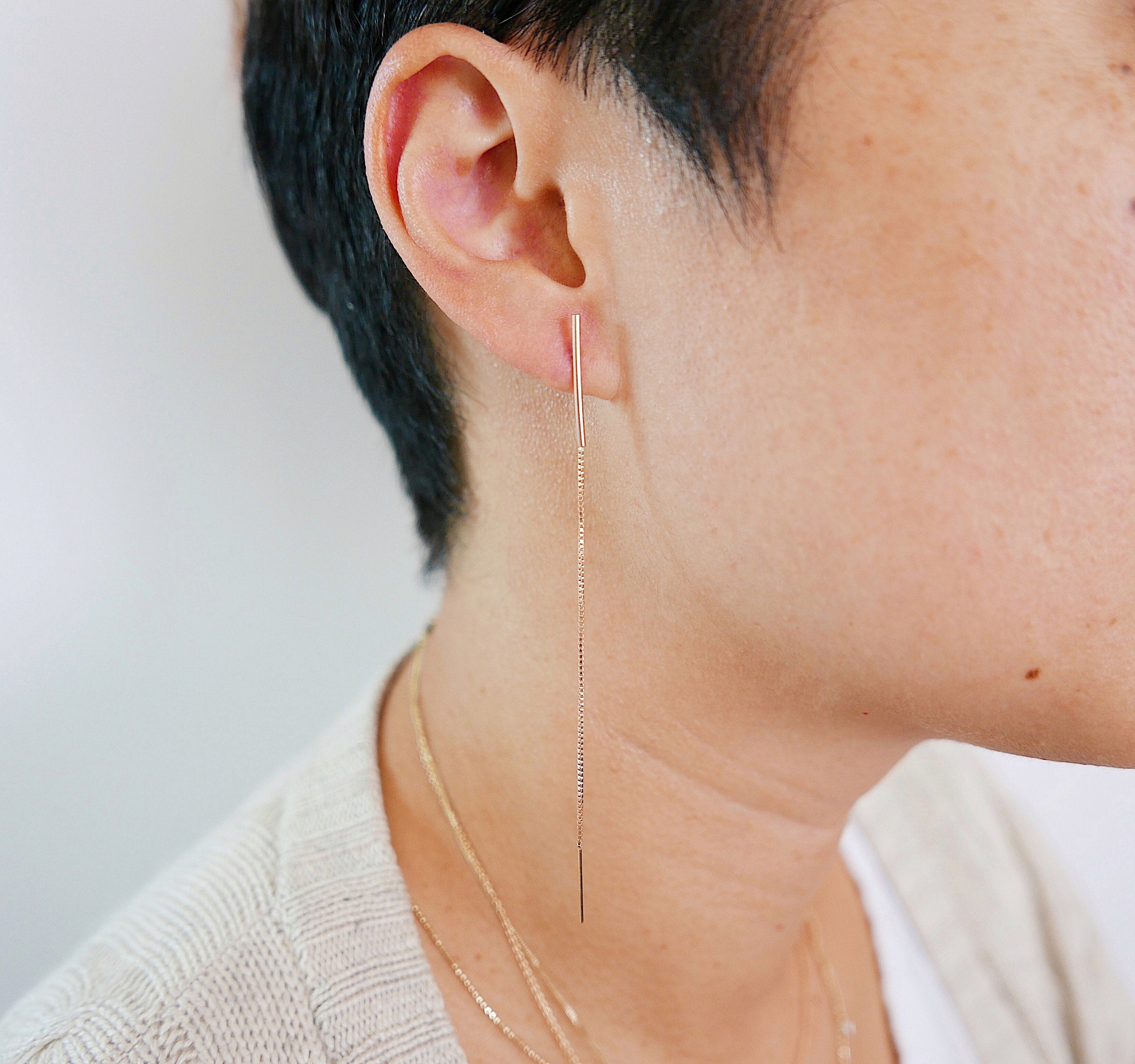 Long Chain Post Earring, Sterling Silver Long Chain Earring, Gold Filled Long Chain Earring, Gold Filled Ear Post