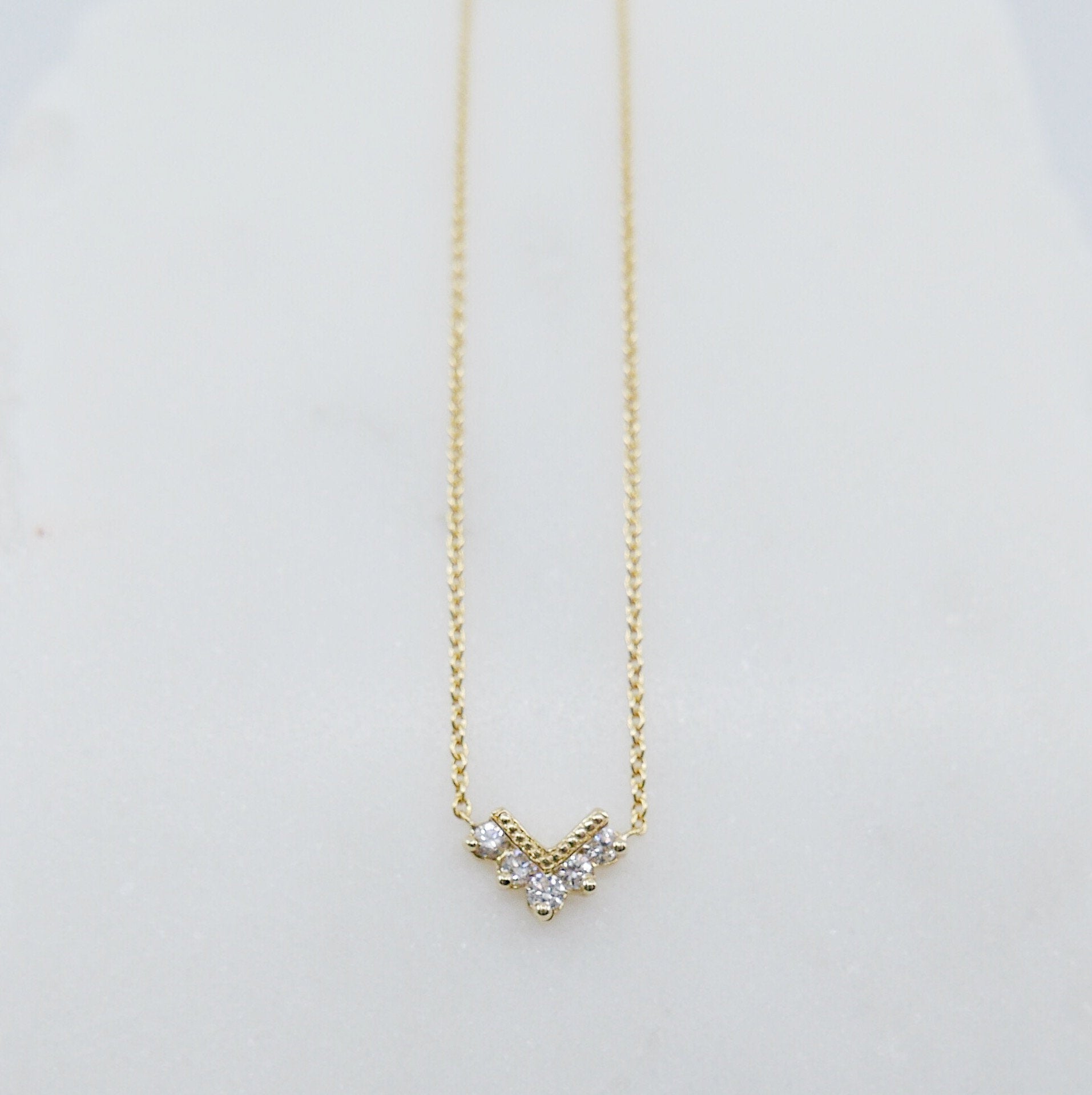 Chevron Diamond Necklace, Diamond Necklace, Chevron Necklace, 14k Gold chevron necklace