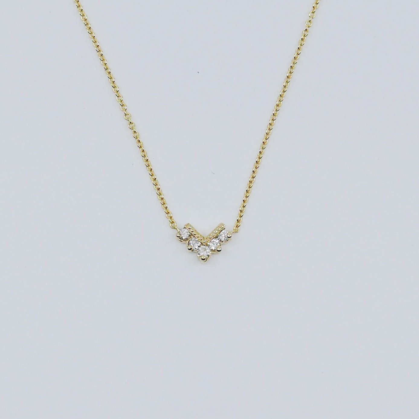 Chevron Diamond Necklace, Diamond Necklace, Chevron Necklace, 14k Gold chevron necklace