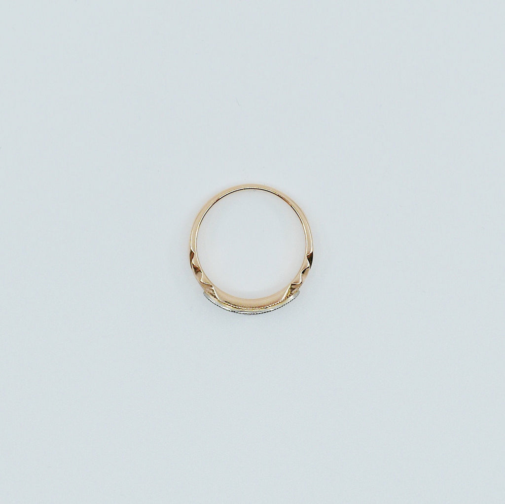 Maeve Diamond Ring, 14k gold diamond ring, two tone diamond ring, Diamond Bar ring, statement diamond ring, statement ring, vintage inspired