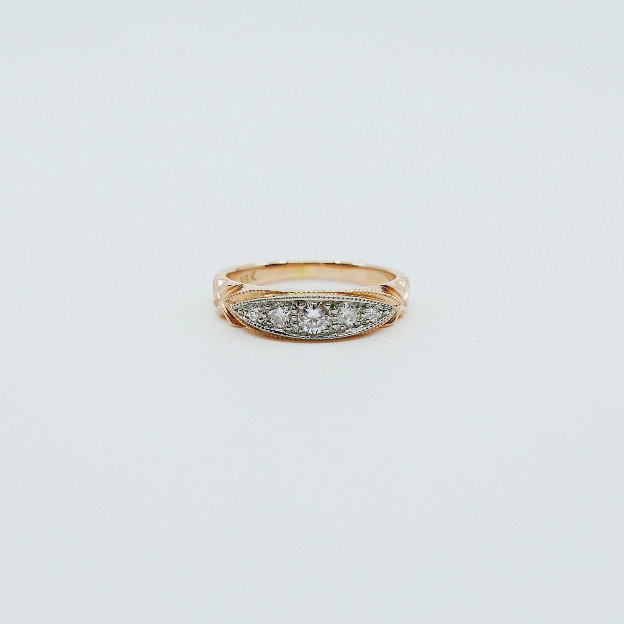 Maeve Diamond Ring, 14k gold diamond ring, two tone diamond ring, Diamond Bar ring, statement diamond ring, statement ring, vintage inspired