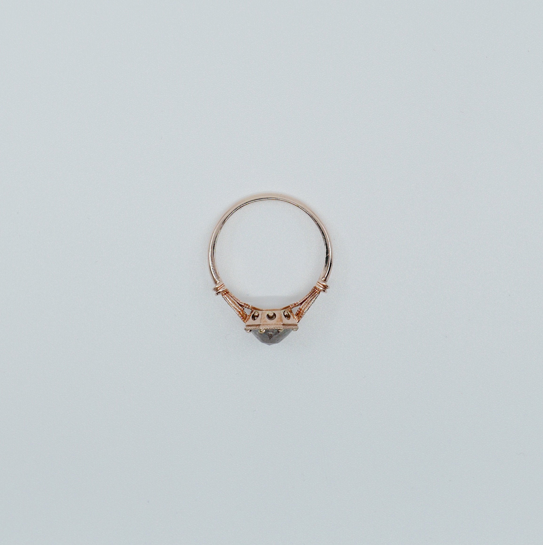 Eloise Rustic Diamond Ring, One of a Kind Ring, 14k rose gold ring, vintage inspired ring, rustic diamond ring, OOAK ring, statement ring