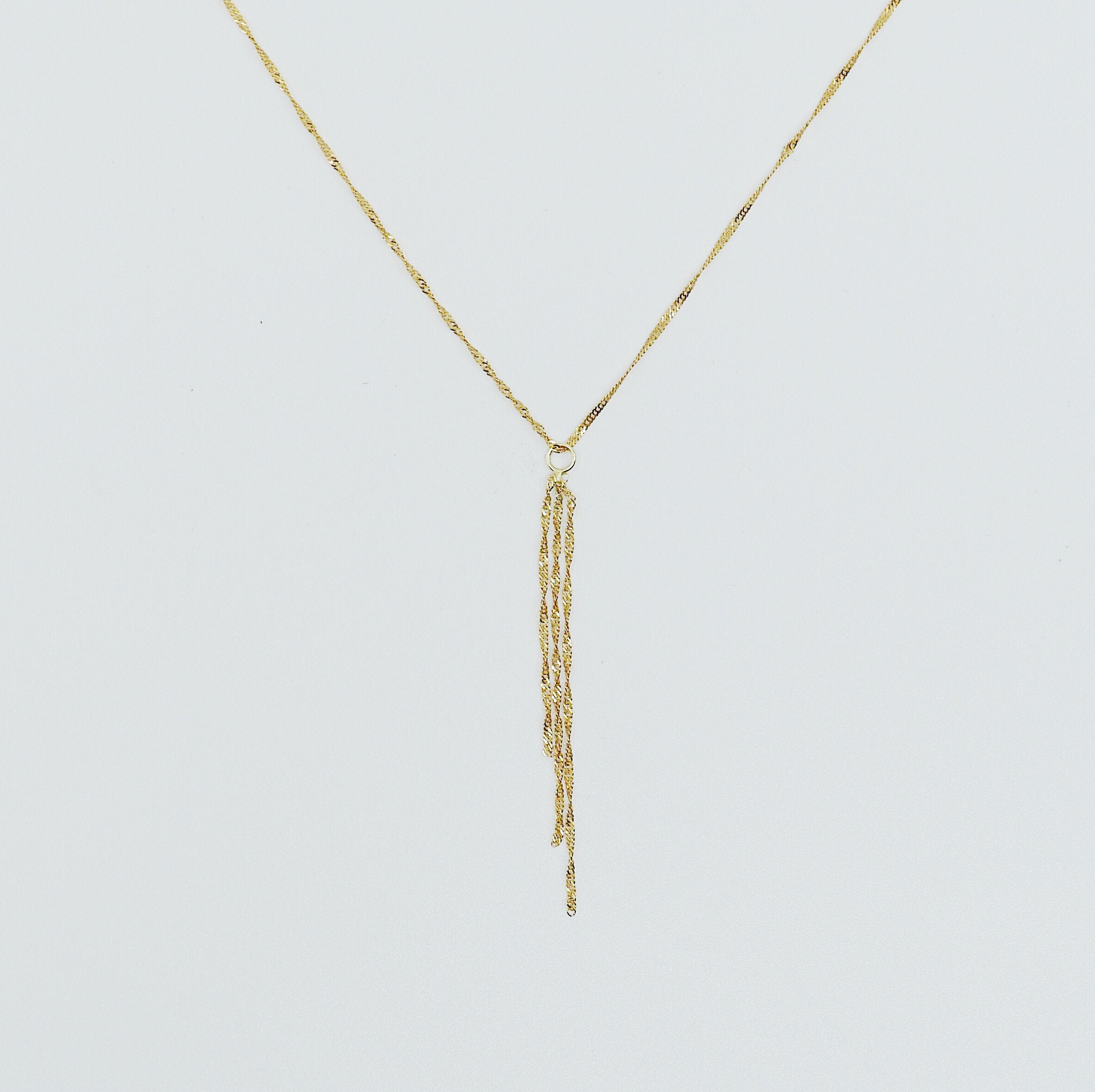 Pirouette Fringe Necklace, Thin shiny 14k gold chain, 14k gold chain, short gold necklace, gold choker, thin dainty choker, fringe necklace