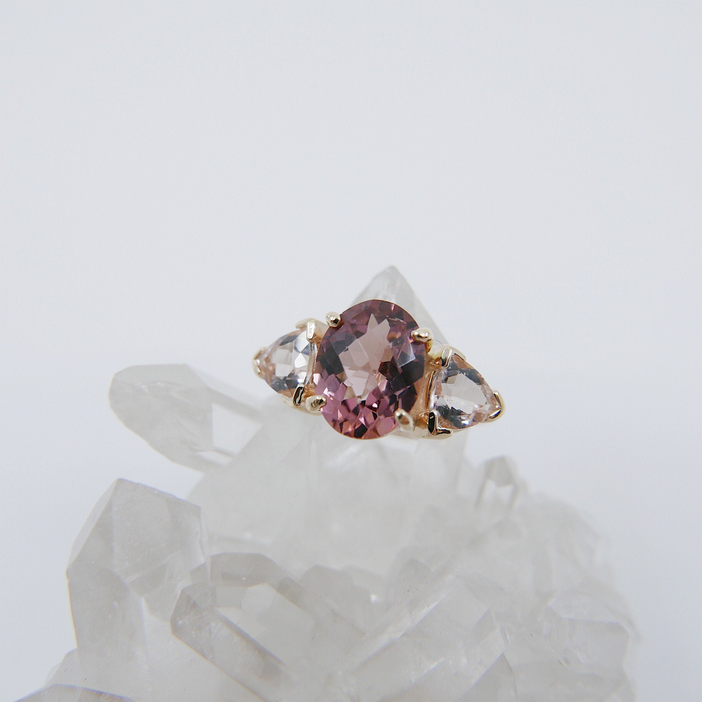 Dusty Rose Tourmaline Ring, tourmaline checker board cut ring, oval tourmaline ring, morganite ring, pink tourmaline wedding ring