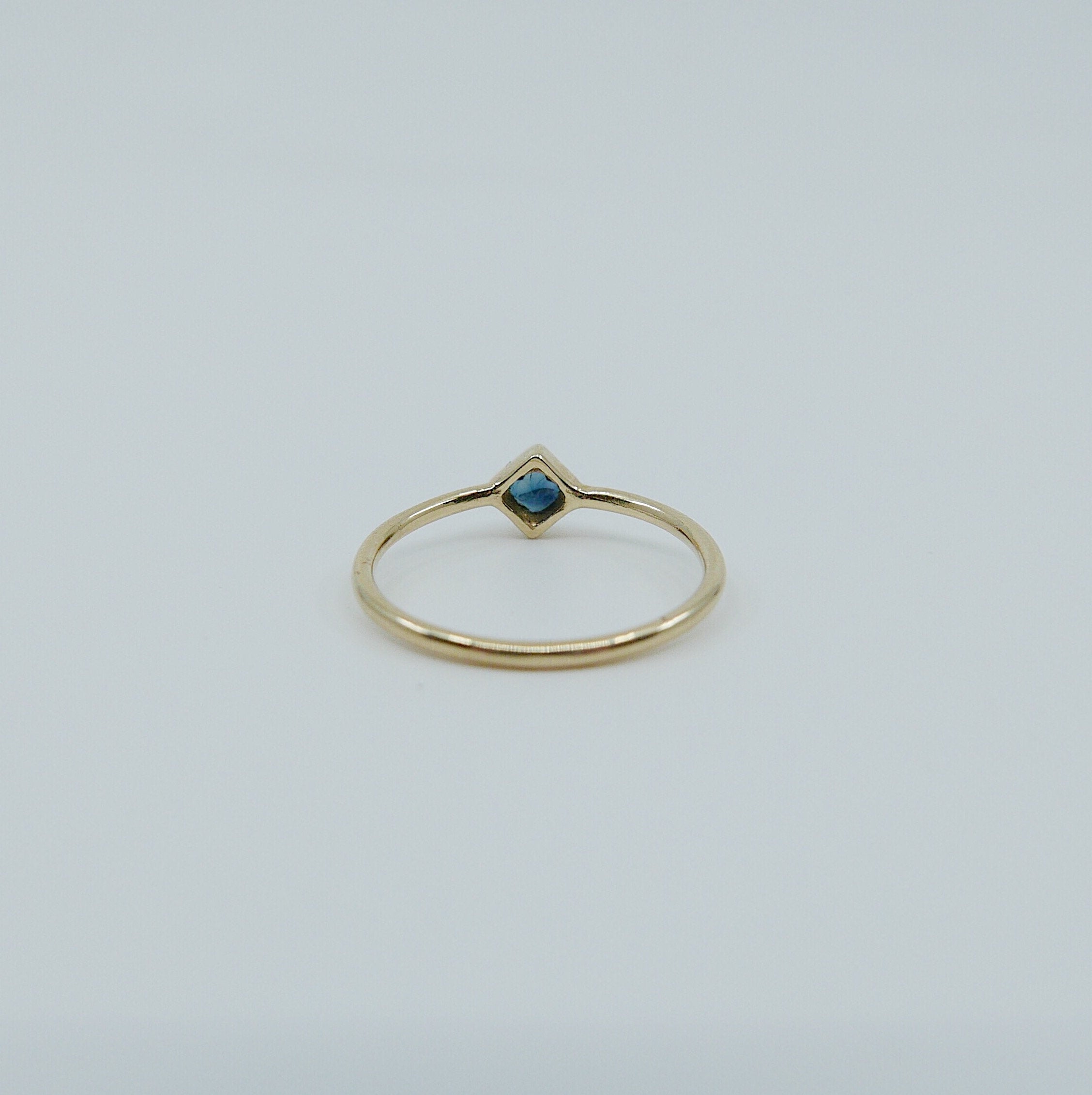 Square Bezel Sapphire Ring, blue sapphire bezel ring, sapphire stacking ring, blue sapphire ring, square sapphire ring, gold square band