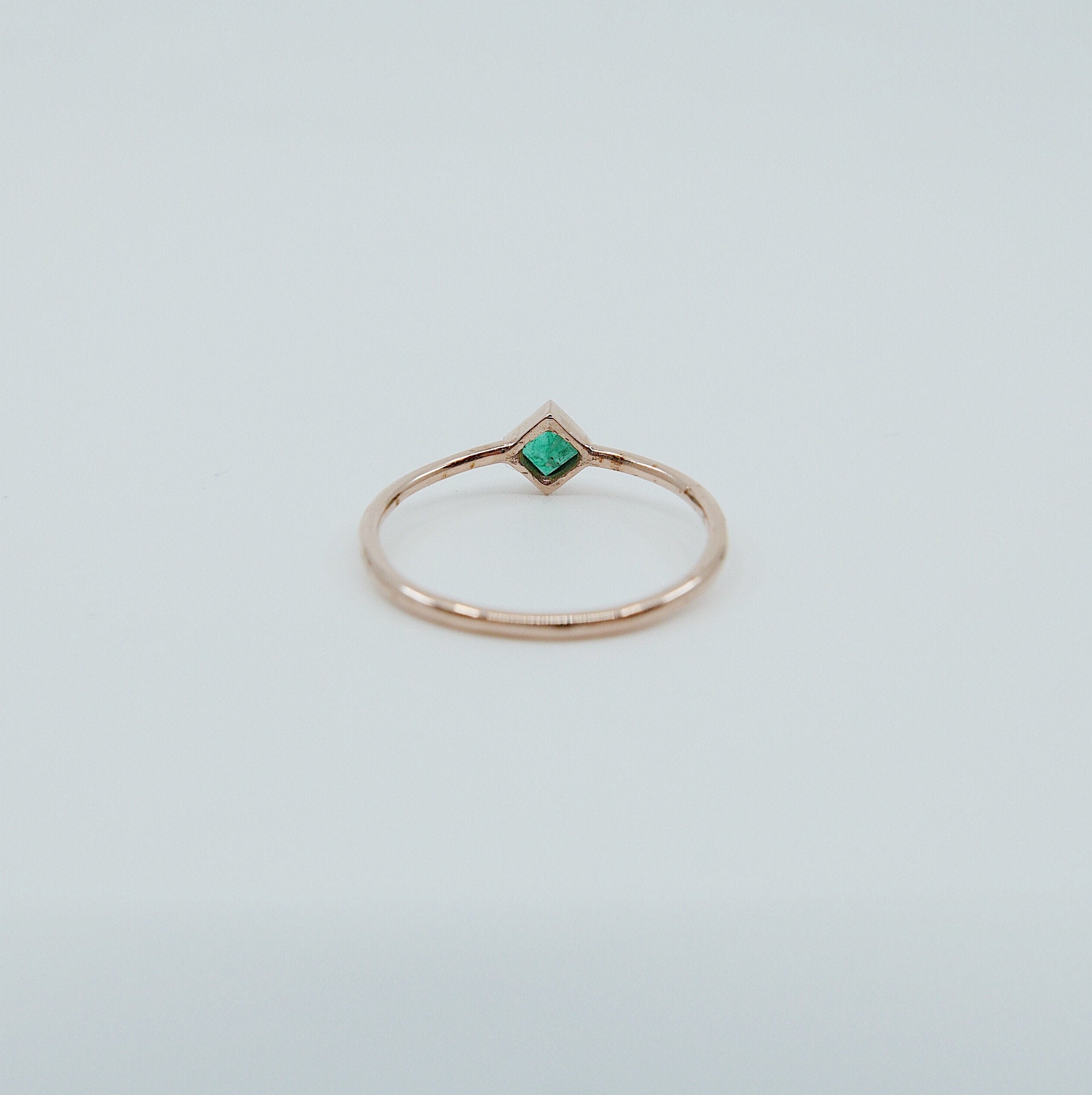 Square Bezel Emerald Ring, green emerald bezel ring, emerald stacking ring, green emerald ring, square emerald ring, gold square band