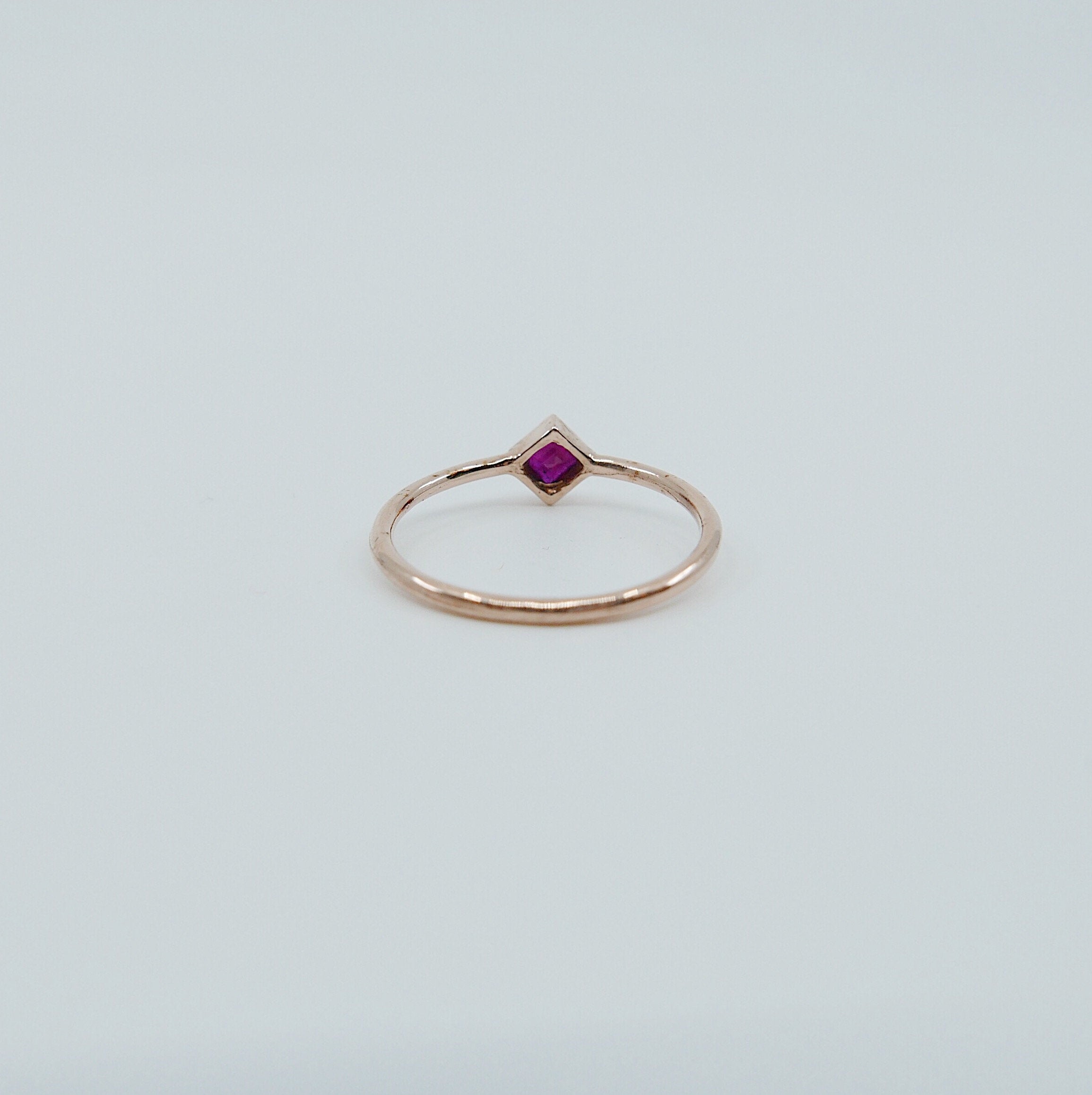 Square Bezel Ruby Ring, red ruby bezel ring, ruby stacking ring, ruby ring, square ruby ring, gold square band