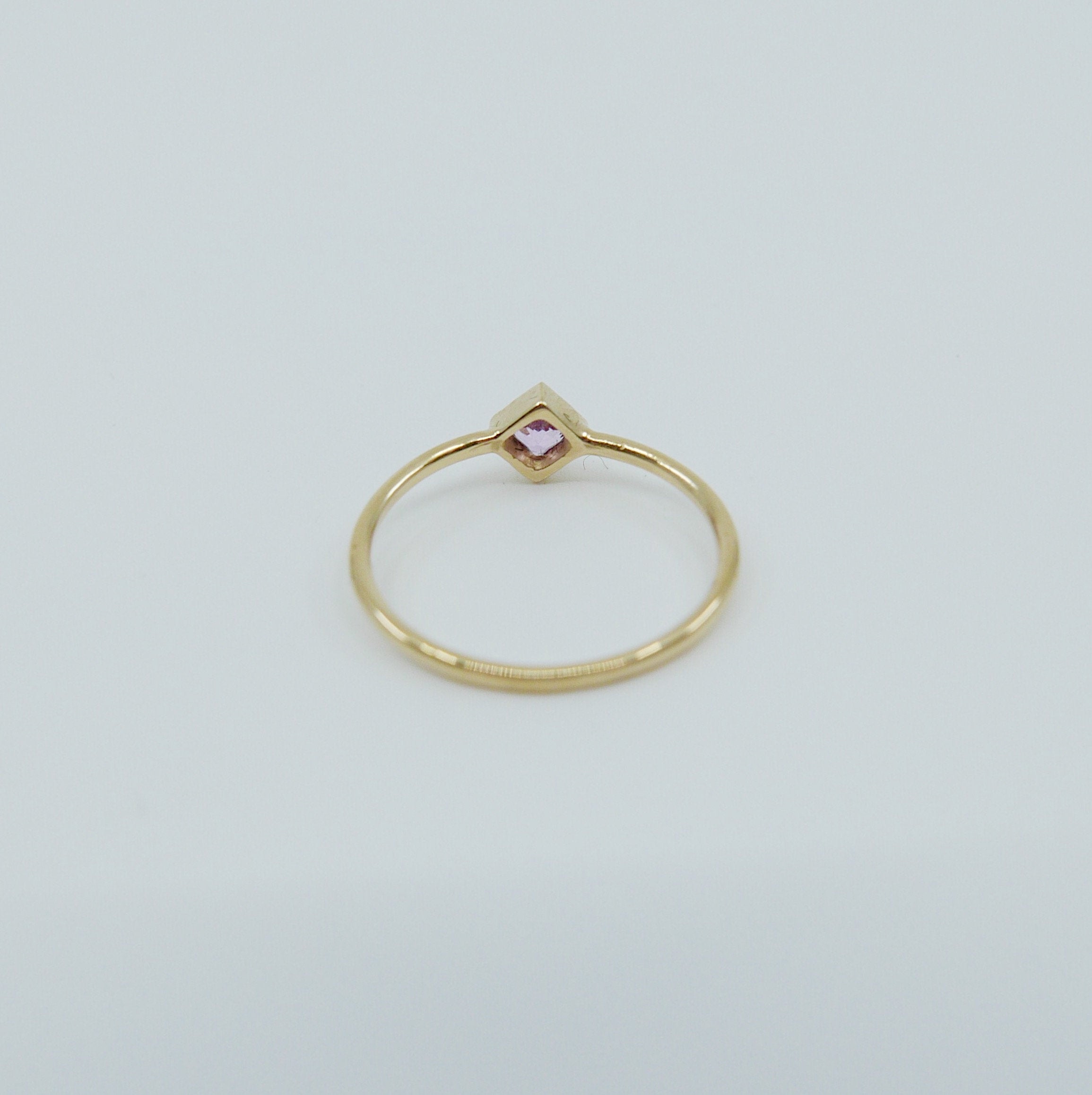 Square Bezel Sapphire Ring, pink sapphire bezel ring, sapphire stacking ring, pink sapphire ring, square sapphire ring, gold square band