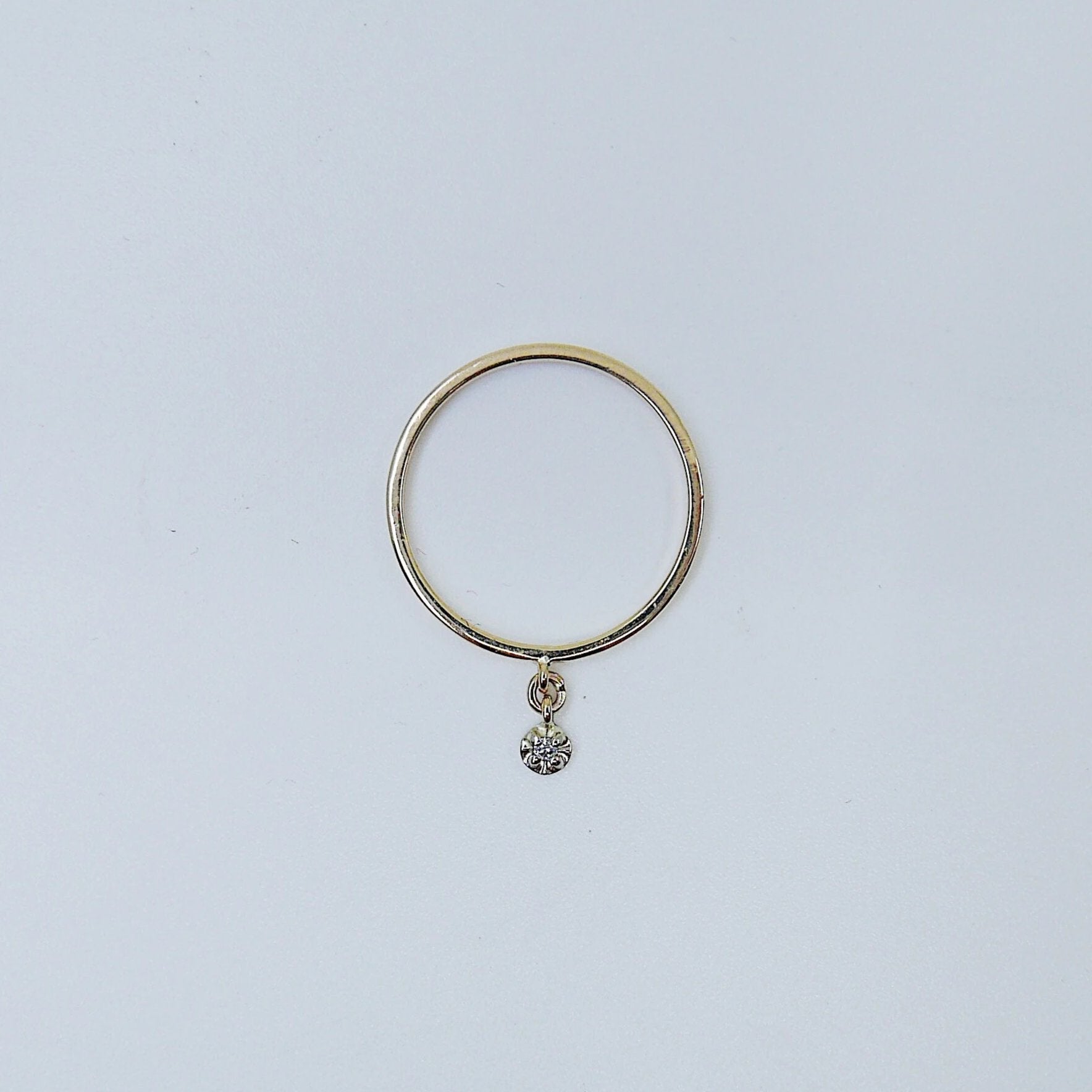 Cha Cha Diamond Charm Ring, Diamond Ring, Birthstone diamond ring, circle ring, charm ring, 14k gold circle ring, gold circle charm ring