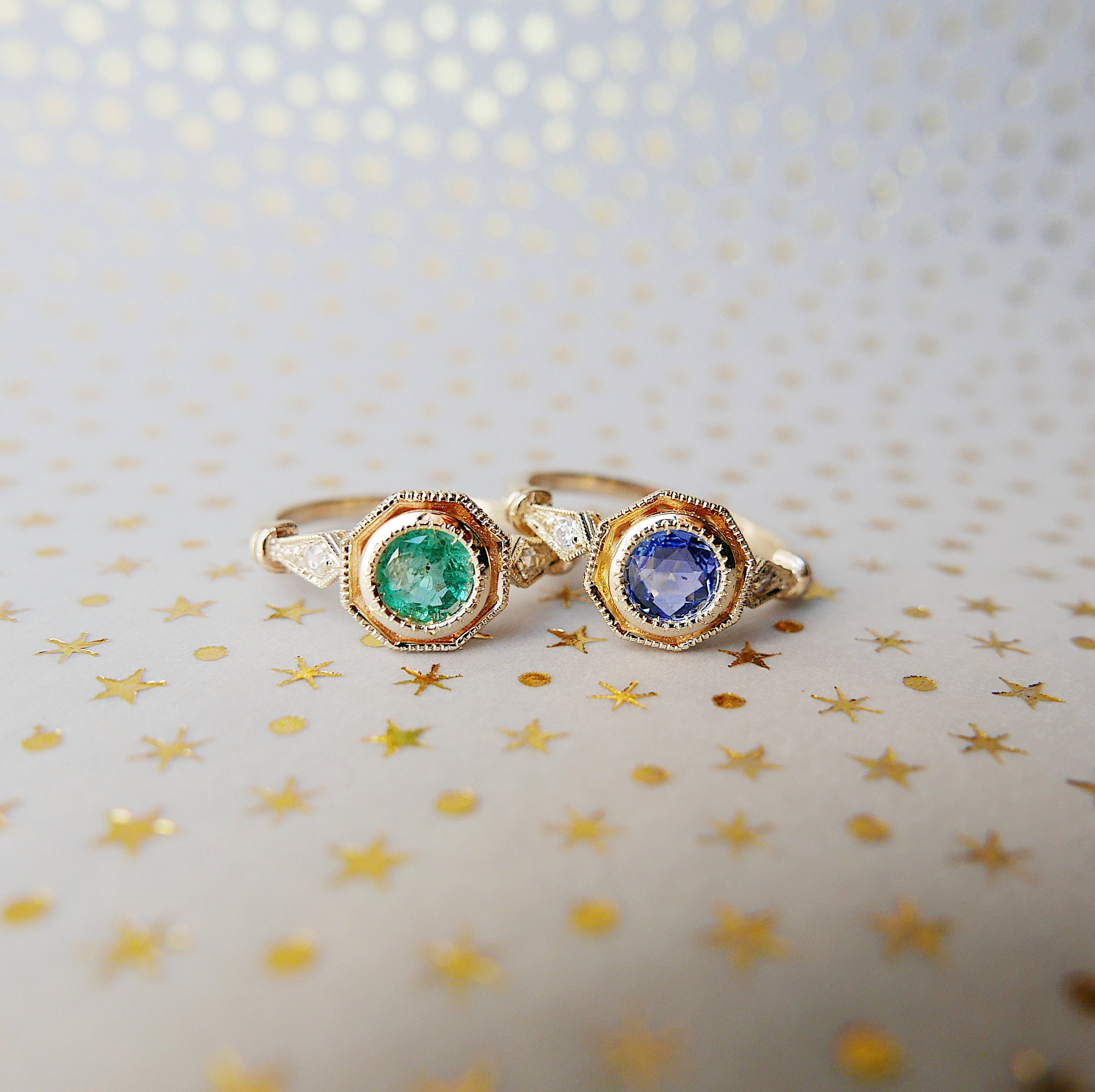 Eloise Bezel Emerald Ring, emerald and diamond ring, 14k gold ring, green stone ring, 14k emerald ring, 14k emerald and diamond ring