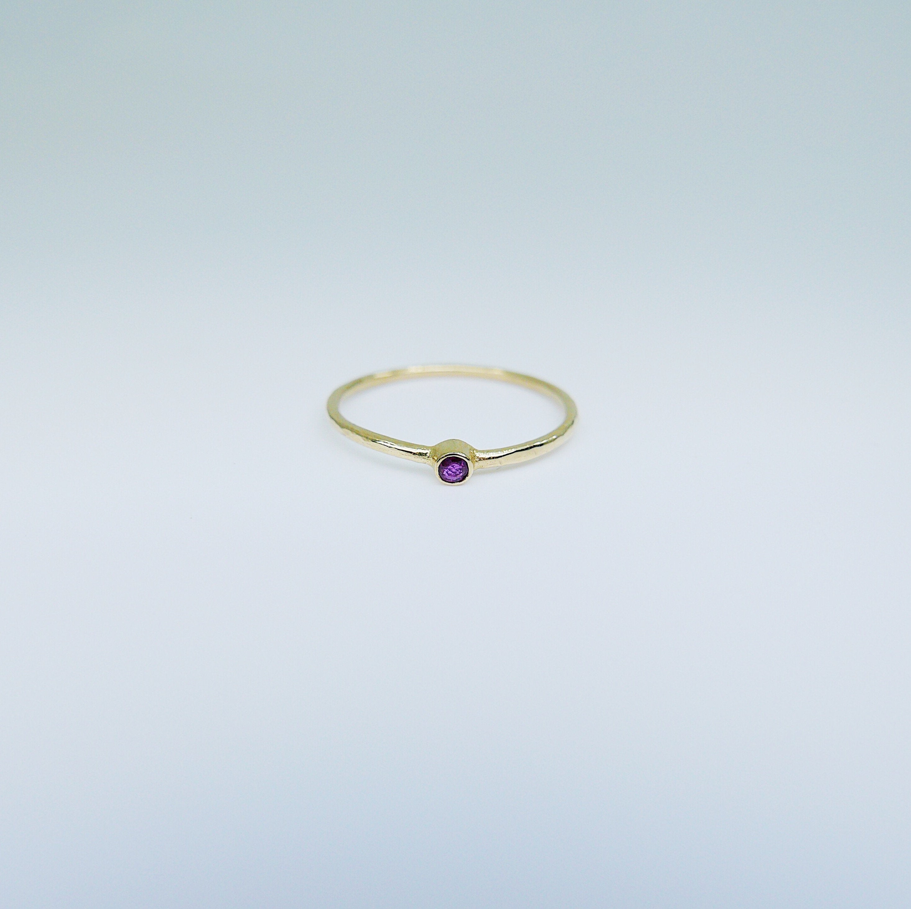 Mini Birthstone Bezel ring, birthstone solitaire ring, 14k birthstone stackable ring, small round birthstone ring, birthstone ring