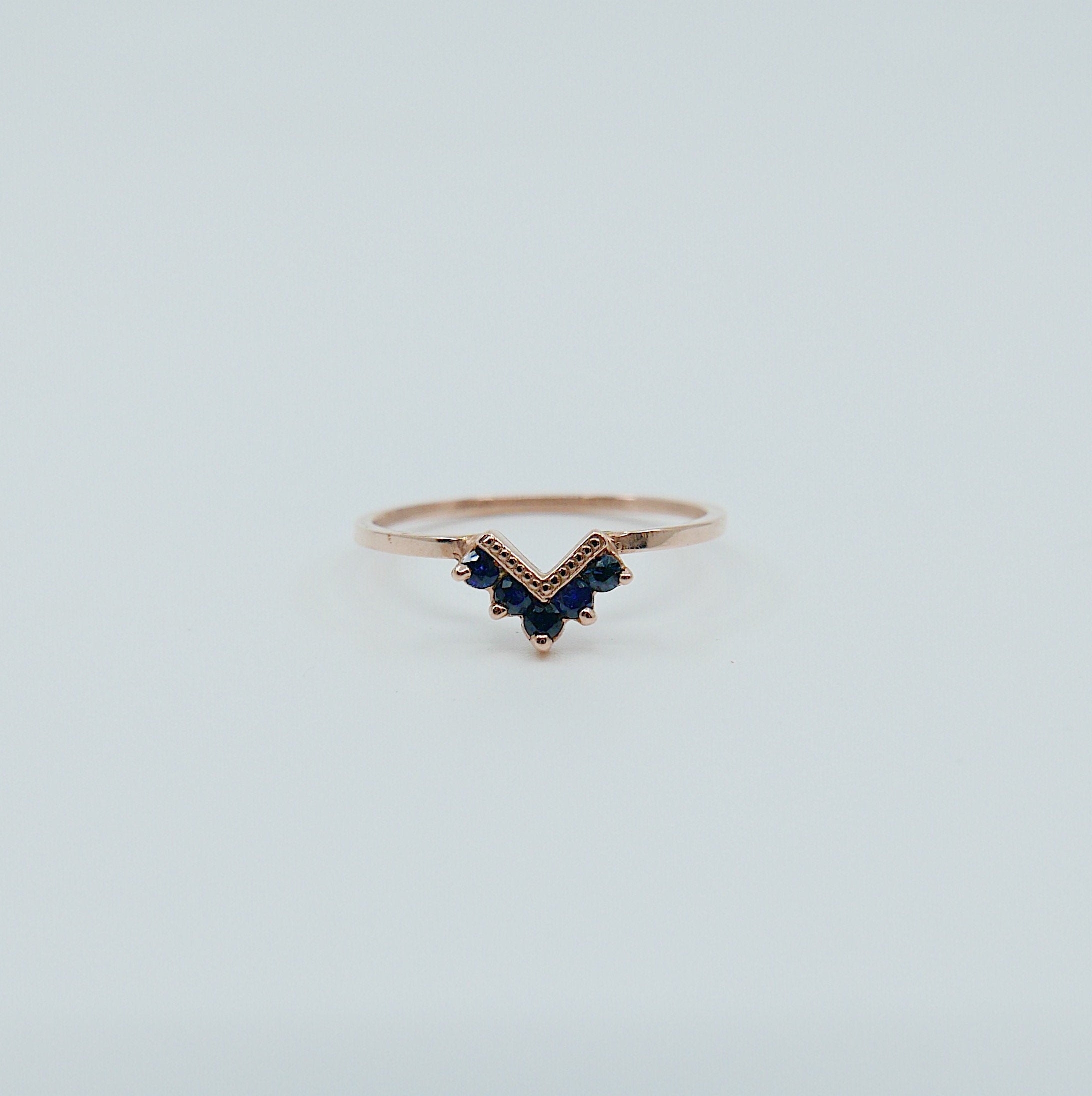 Chevron Sapphire Ring, Blue Sapphire Ring, Chevron Ring, 14k Gold chevron ring, sapphire ring, blue sapphire chevron ring