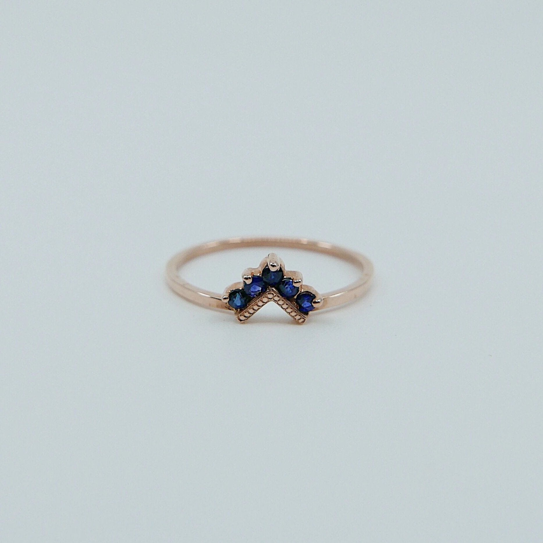 Chevron Sapphire Ring, Blue Sapphire Ring, Chevron Ring, 14k Gold chevron ring, sapphire ring, blue sapphire chevron ring