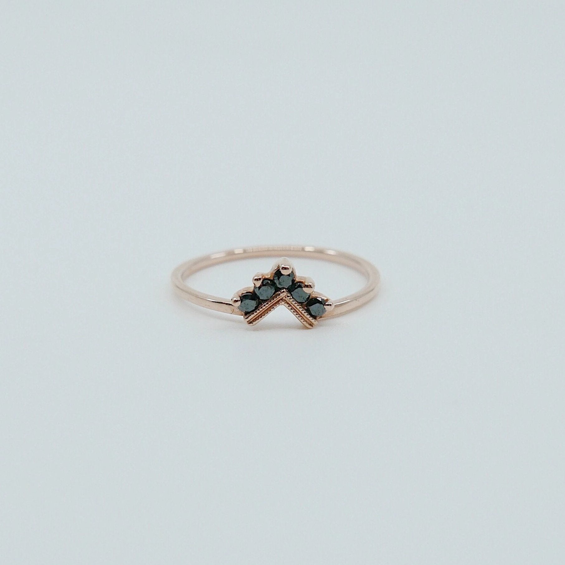 Chevron Black Diamond Ring, Black Diamond Ring, Chevron Ring, 14k Gold chevron ring, black diamond ring, diamond chevron ring