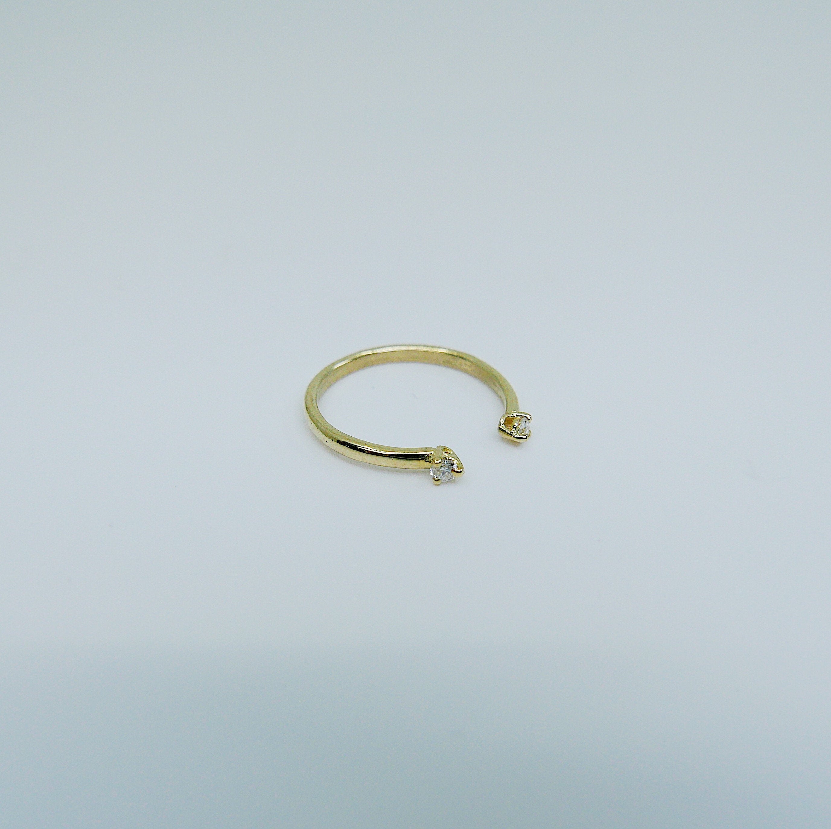 Mini diamond cuff Ring, open diamond Stacking ring, Simple diamond ring, diamond open band, small diamond cuff ring, dainty gold band