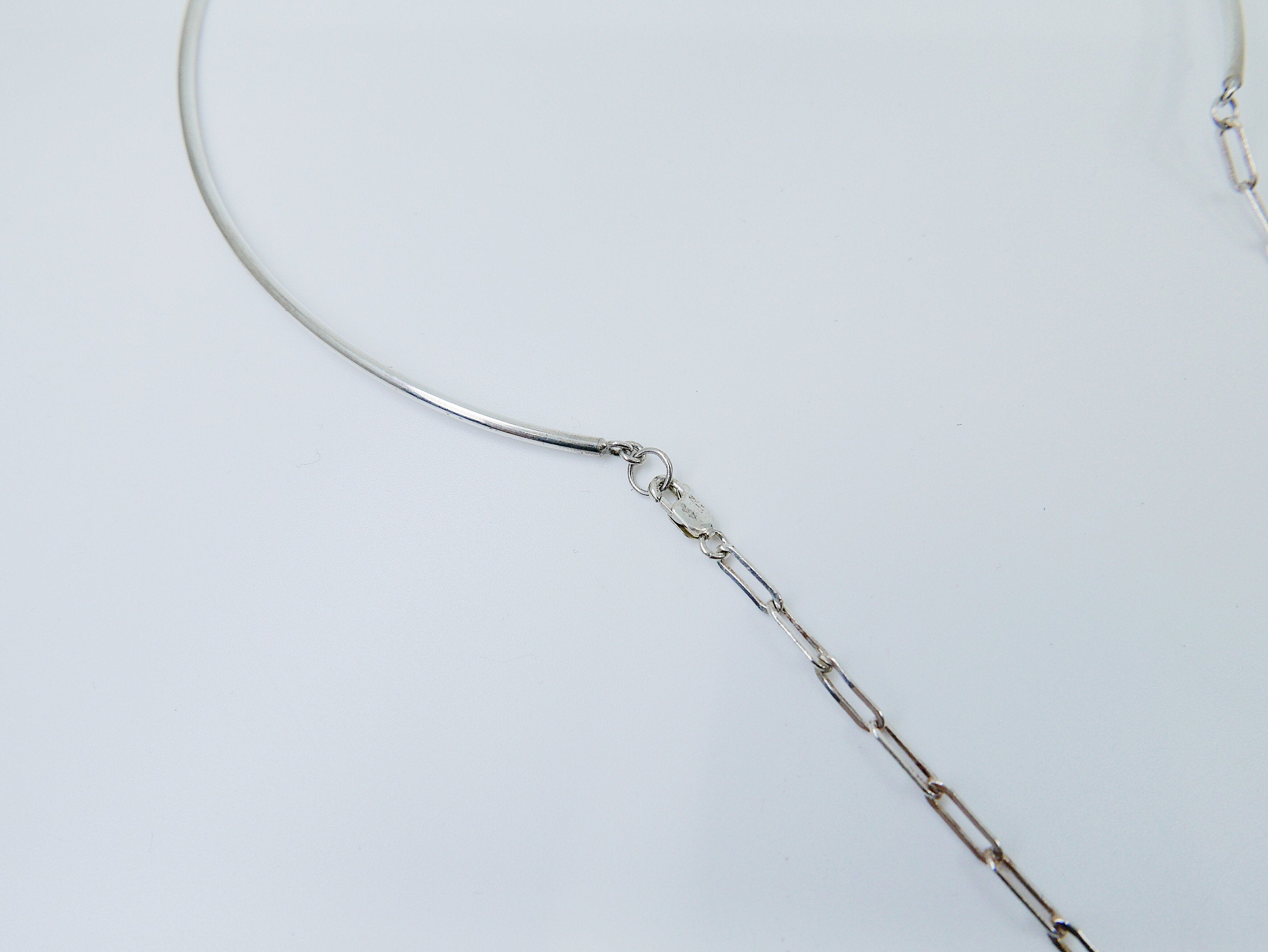 Layered Double Wire Choker, silver layered choker, silver chain and choker, Elongated Chain Choker