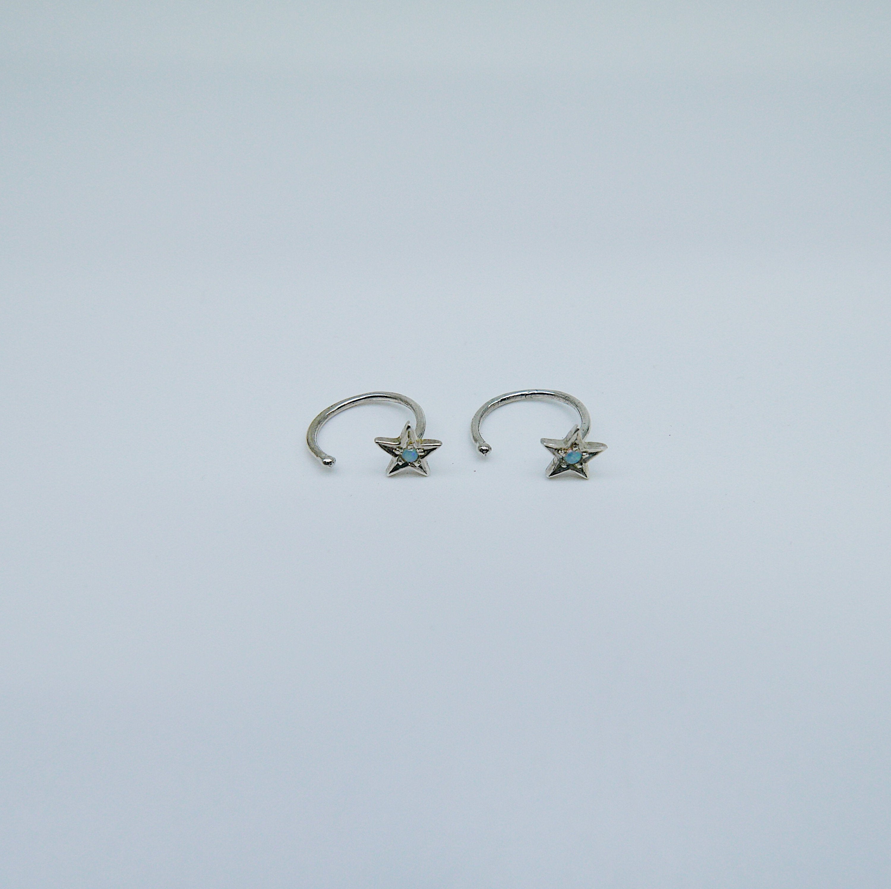 Opal Star Hook Earrings, star earrings, star hook, opal open hoop, opal hook earring, opal star earring, sterling silver cuff hook