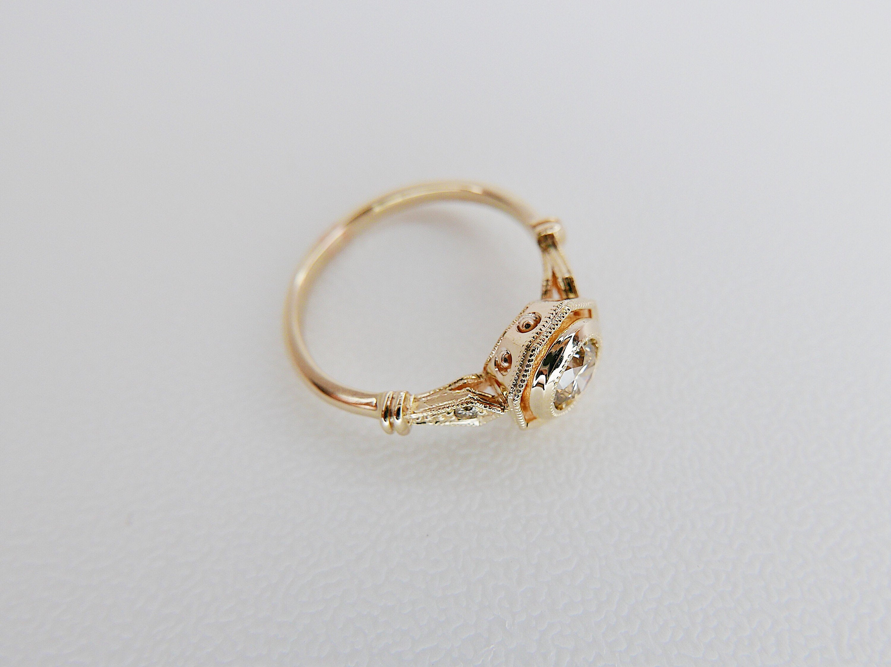 Eloise Bezel Champagne Diamond Ring, Champagne diamond and gold ring, 14k gold ring, diamond ring, champagne diamond ring, bezel ring