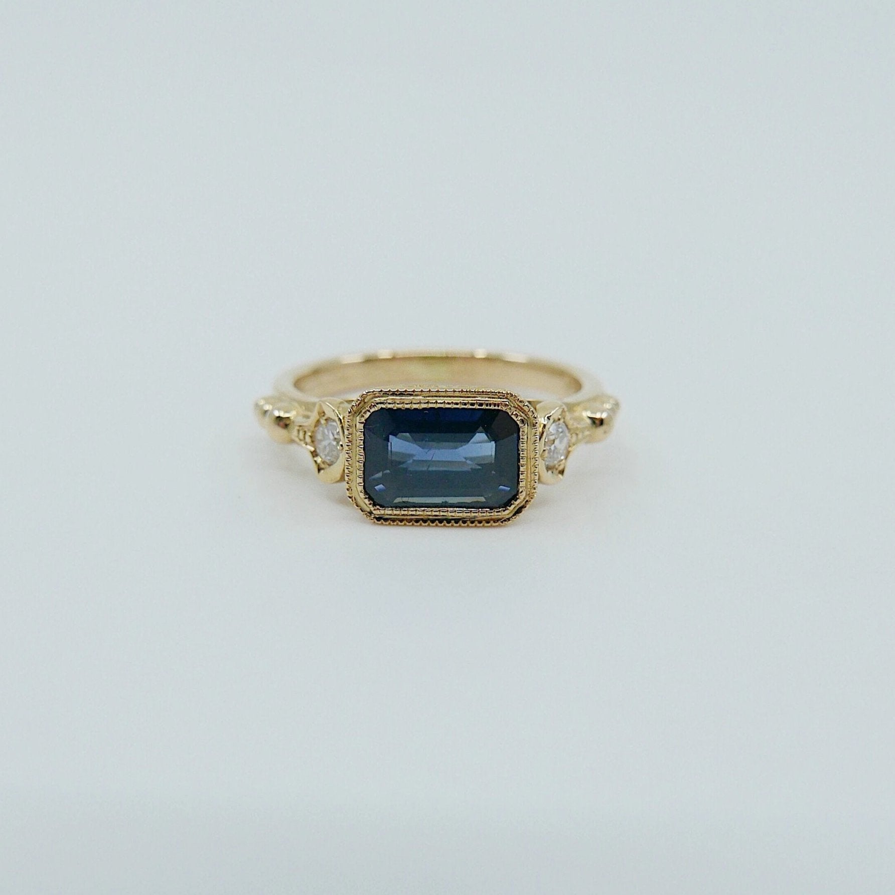 Anessa Sapphire Ring, 18k Sapphire ring with diamonds, Blue sapphire ring, Big sapphire statement ring, 18k gold ring, sapphire and diamonds