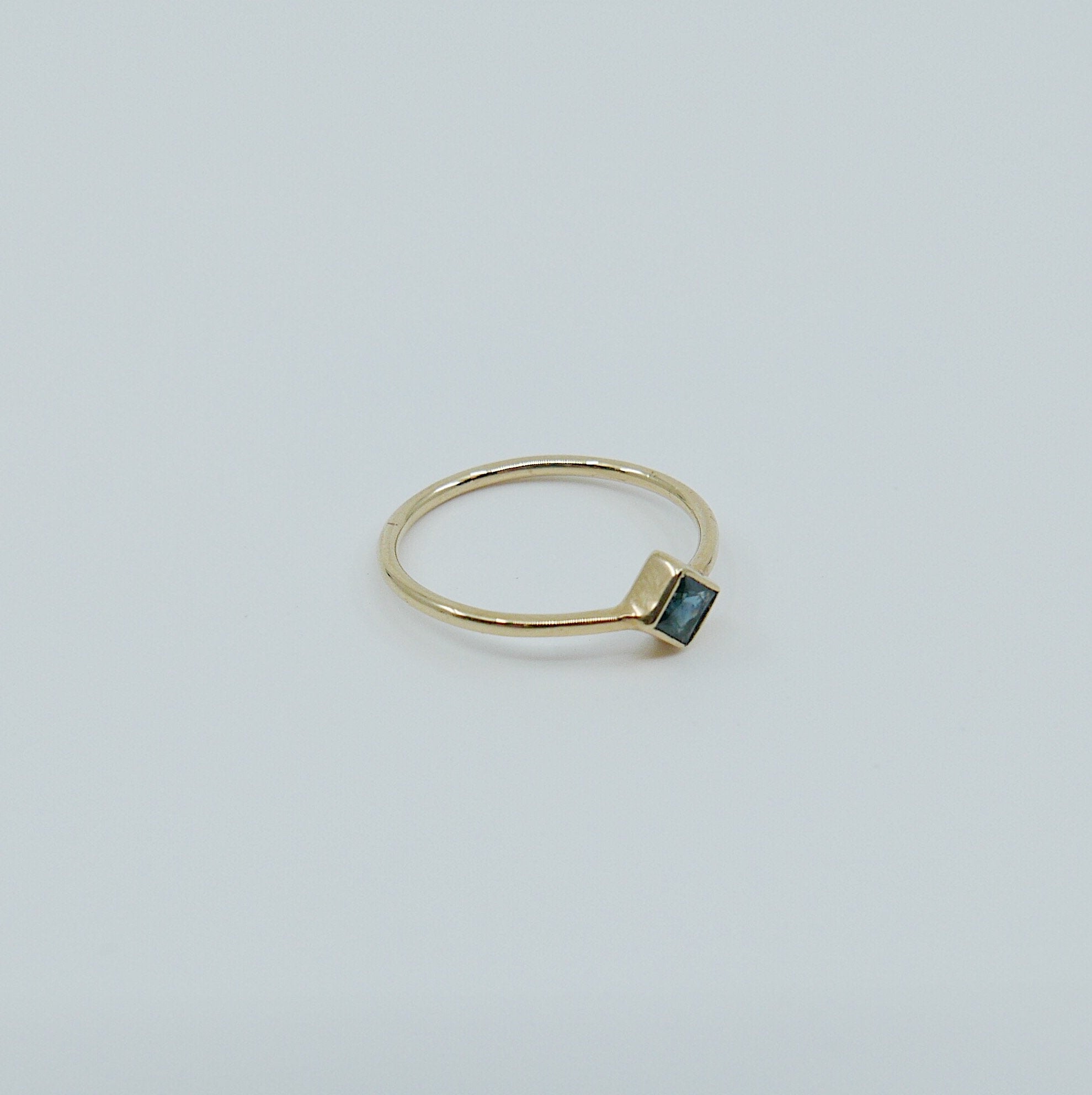 Square Bezel Sapphire Ring, blue sapphire bezel ring, sapphire stacking ring, blue sapphire ring, square sapphire ring, gold square band