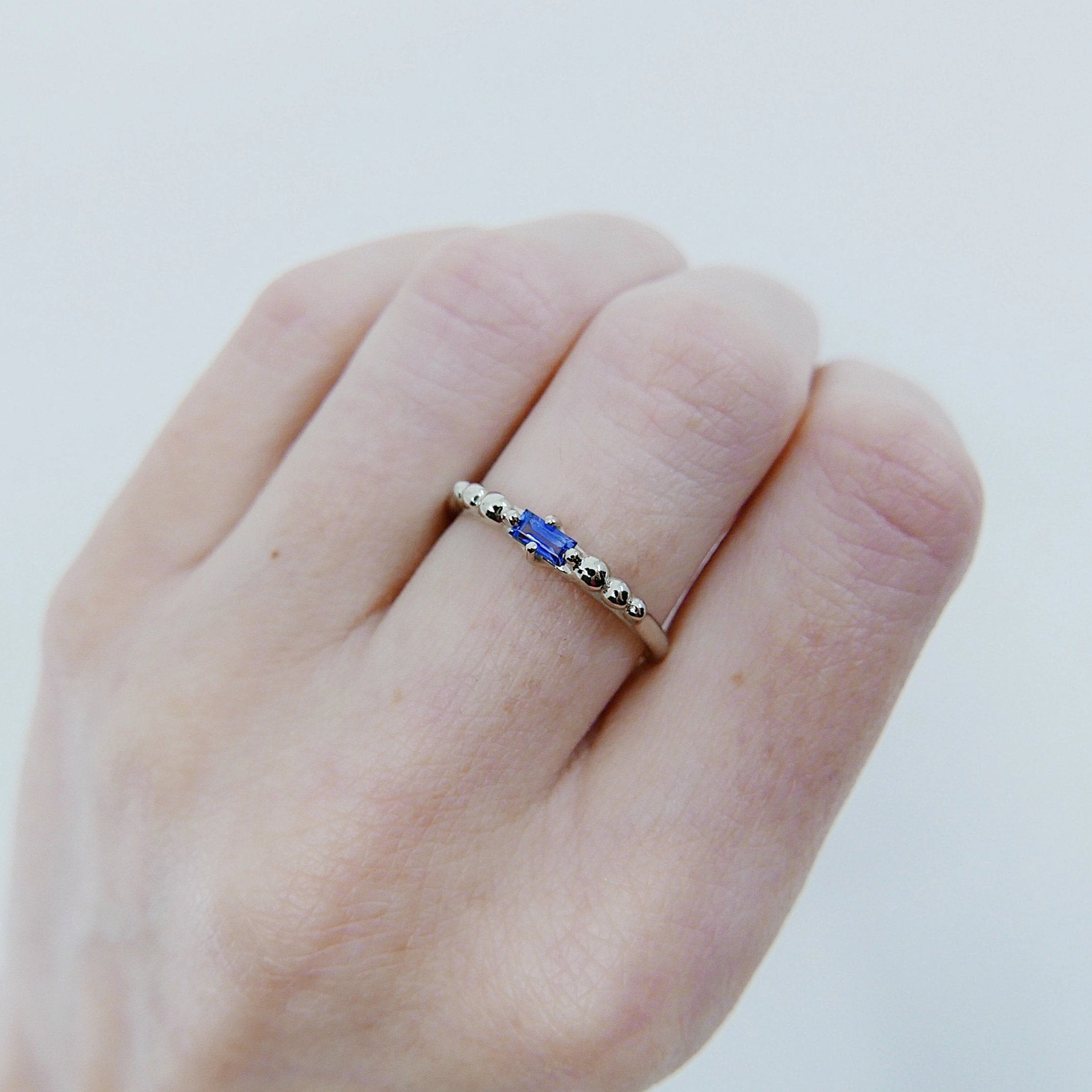 Ellipsis Baguette Sapphire Ring, baguette ring, sapphire and gold ring, 14k blue sapphire ring, blue sapphire ring, ellipsis ring