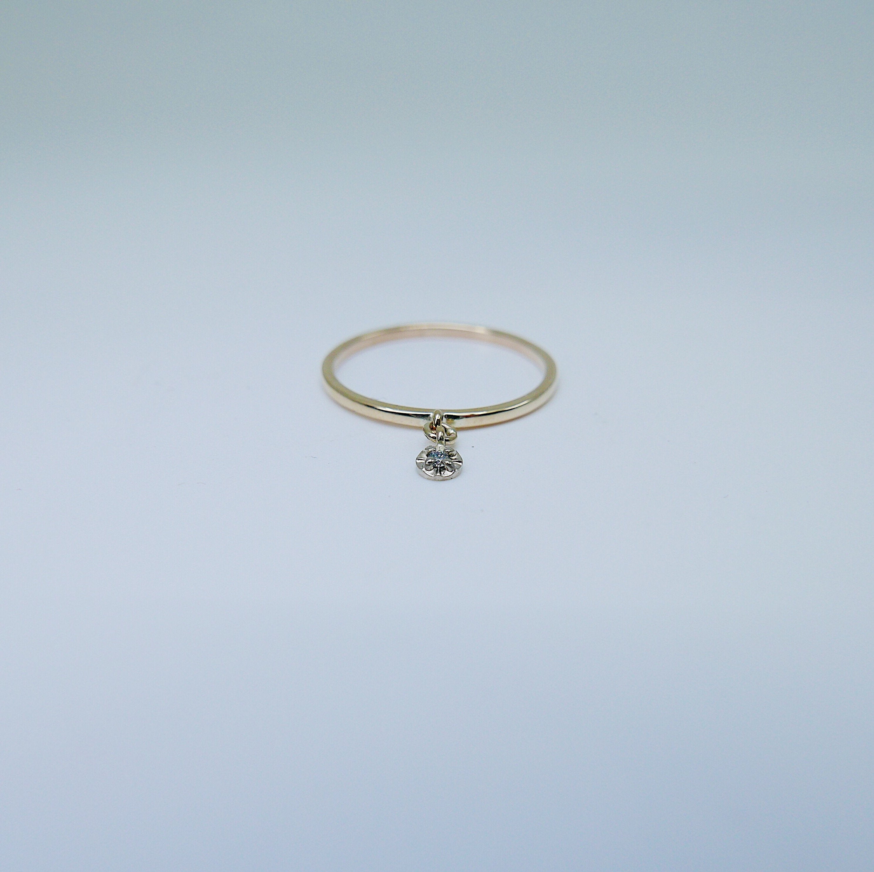 Cha Cha Diamond Charm Ring, Diamond Ring, Birthstone diamond ring, circle ring, charm ring, 14k gold circle ring, gold circle charm ring