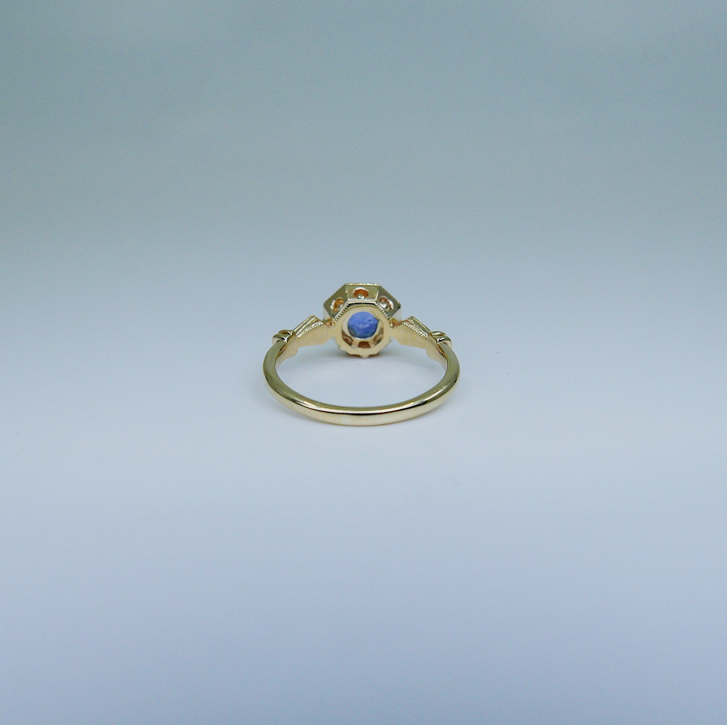 Eloise Bezel Sapphire Ring, sapphire and diamond ring, 14k gold ring, blue stone ring, 14k sapphire ring, 14k sapphire and diamond ring