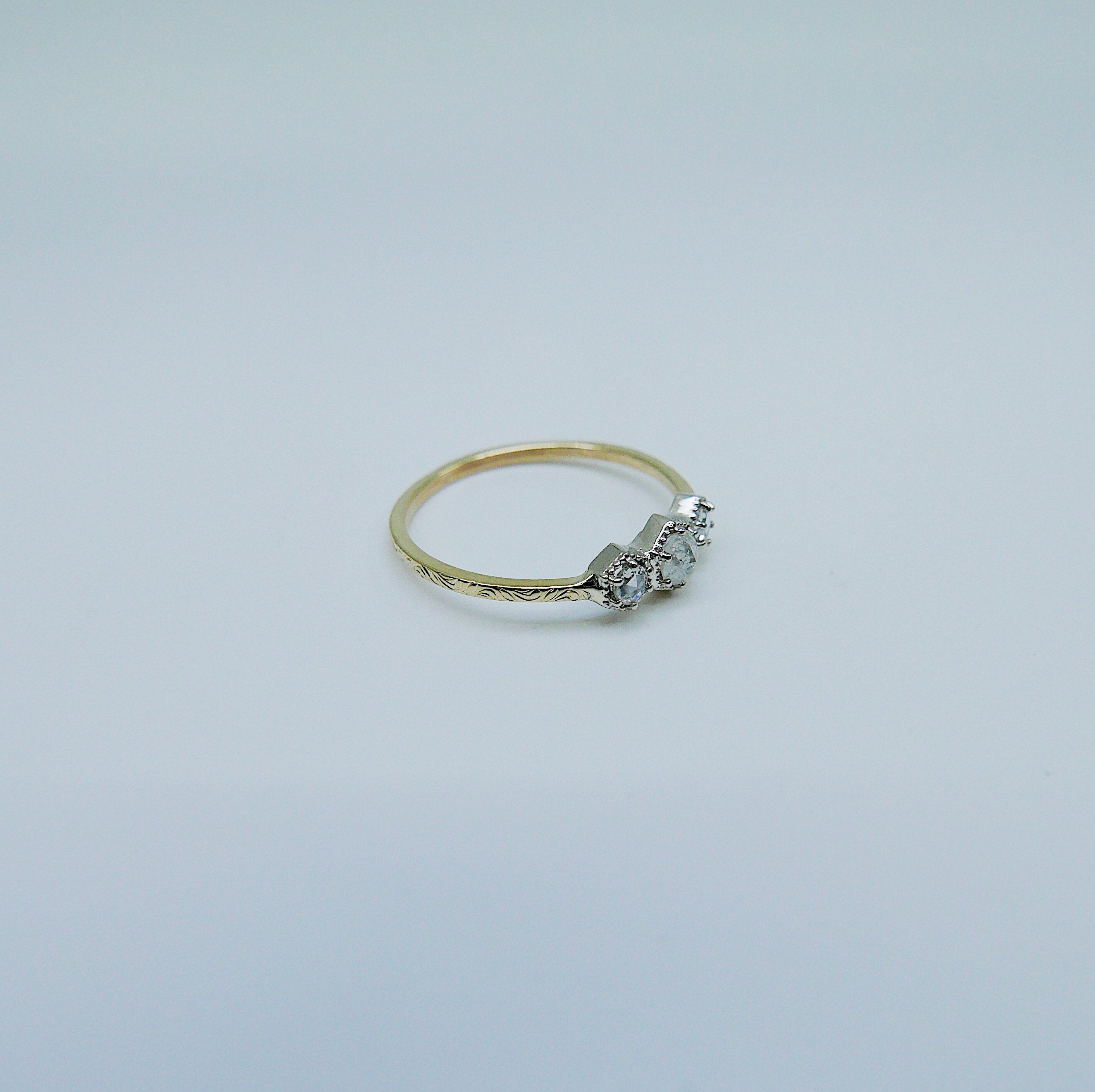 Triple Frame Ring, diamond bezel ring, OOAK ring, diamond stacking ring, diamond ring, triple stone ring, three stone ring, two tone ring