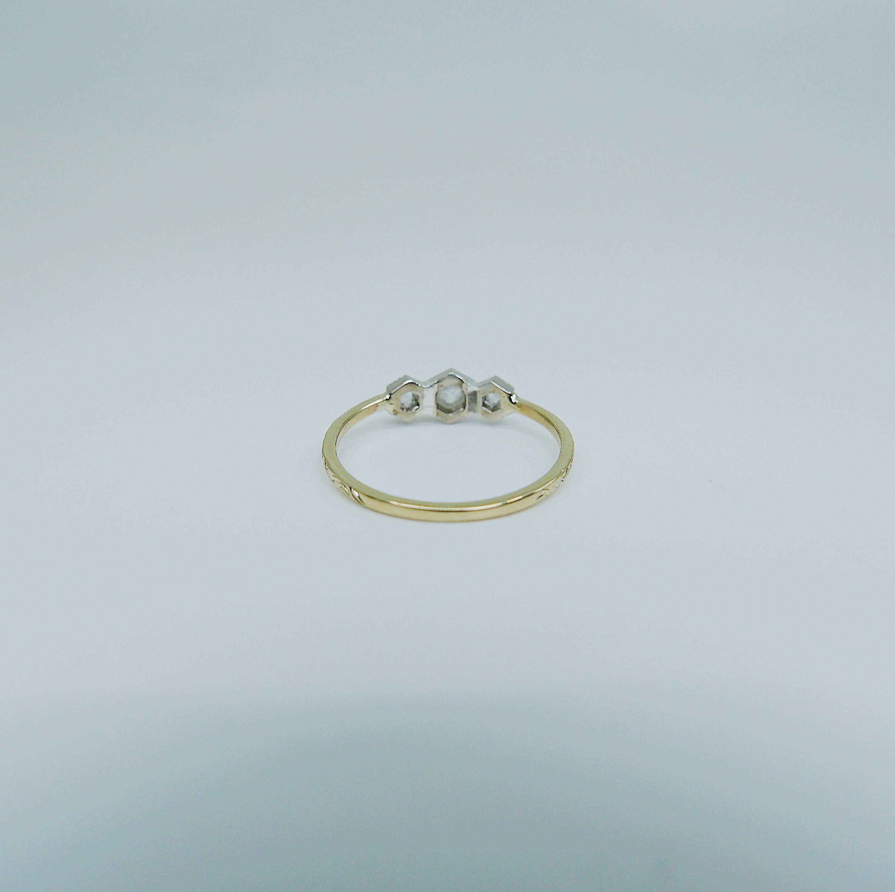 Triple Frame Ring, diamond bezel ring, OOAK ring, diamond stacking ring, diamond ring, triple stone ring, three stone ring, two tone ring