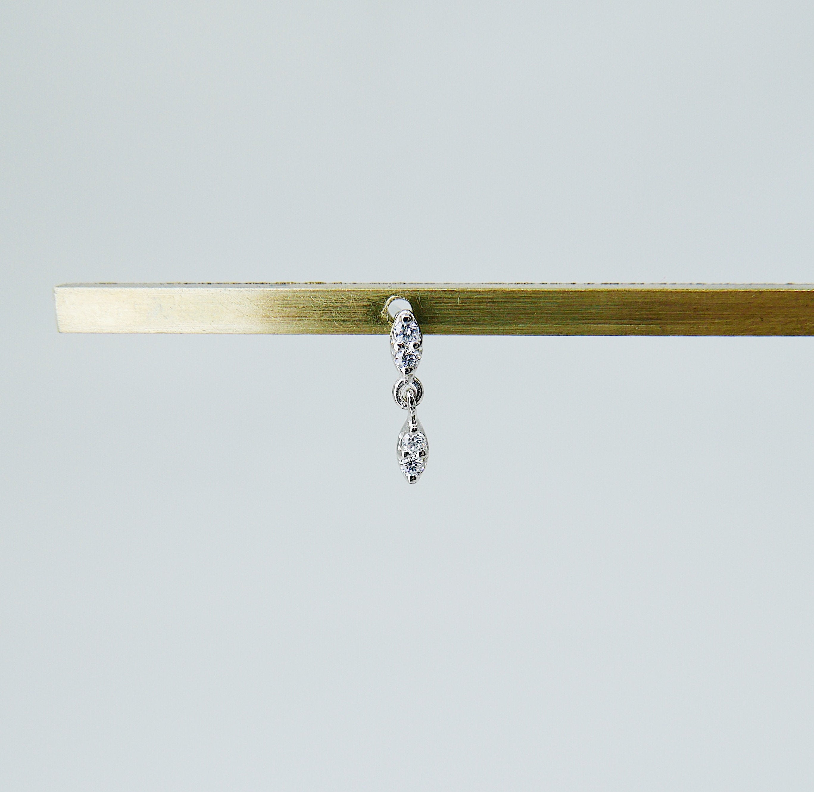 Deja Vu Double Drop Diamond Earring, Diamond Earring, Double Drop Diamond Earring, 14k Gold Diamond Earring, Dainty Diamond Earring