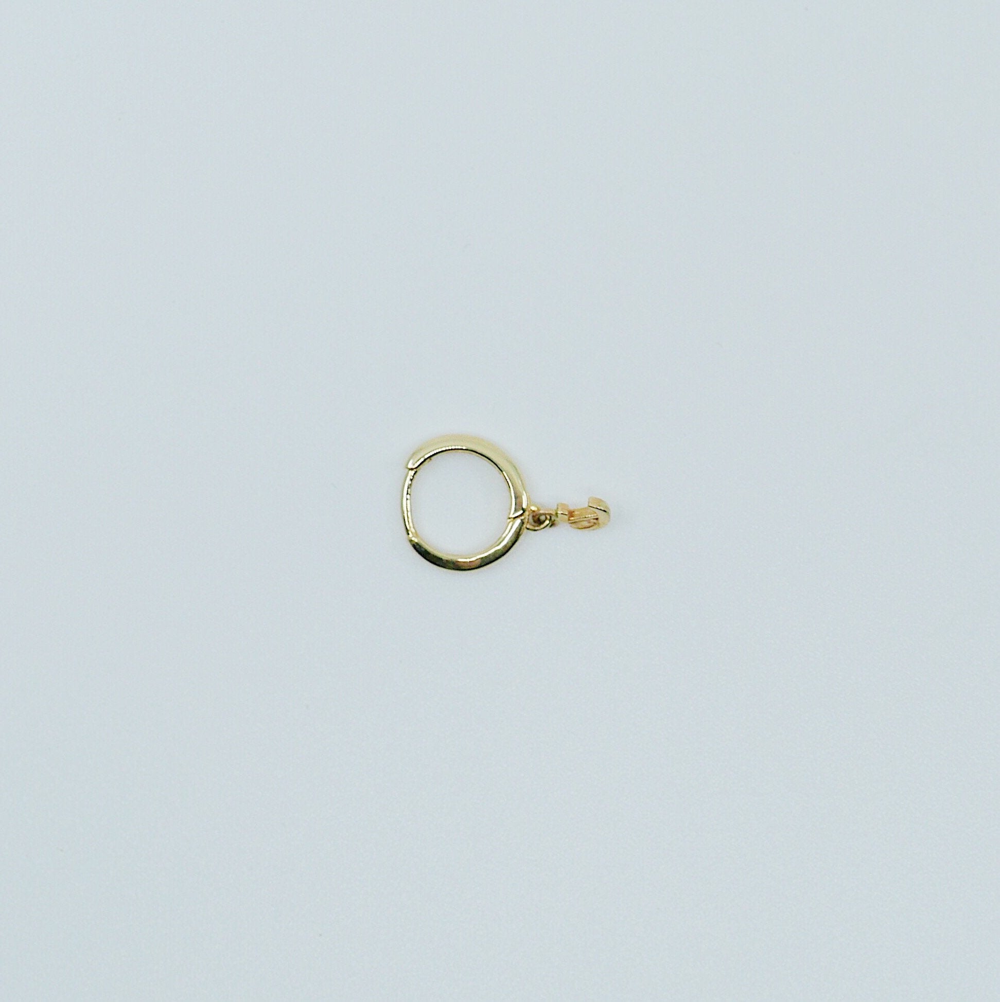 14K Old English Initial hoop Earring, Gold Old English Letter small hoop, Single charm hoop, Initial Earring, Initial hoop, 14k gold hoop