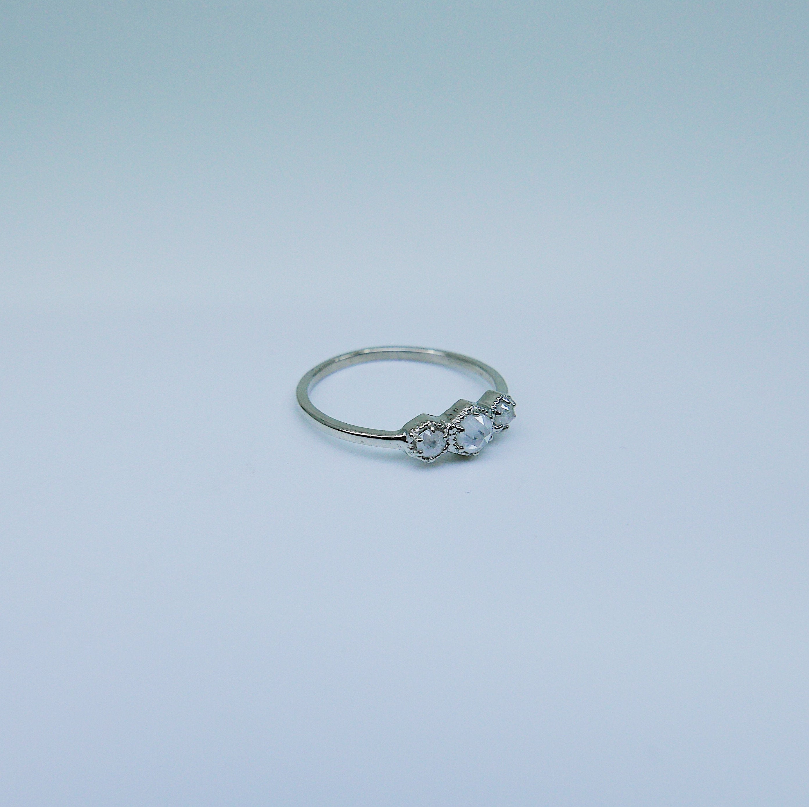 Triple Frame Ring, diamond bezel ring, OOAK ring, diamond stacking ring, diamond ring, triple stone ring, three stone ring, icy diamond ring