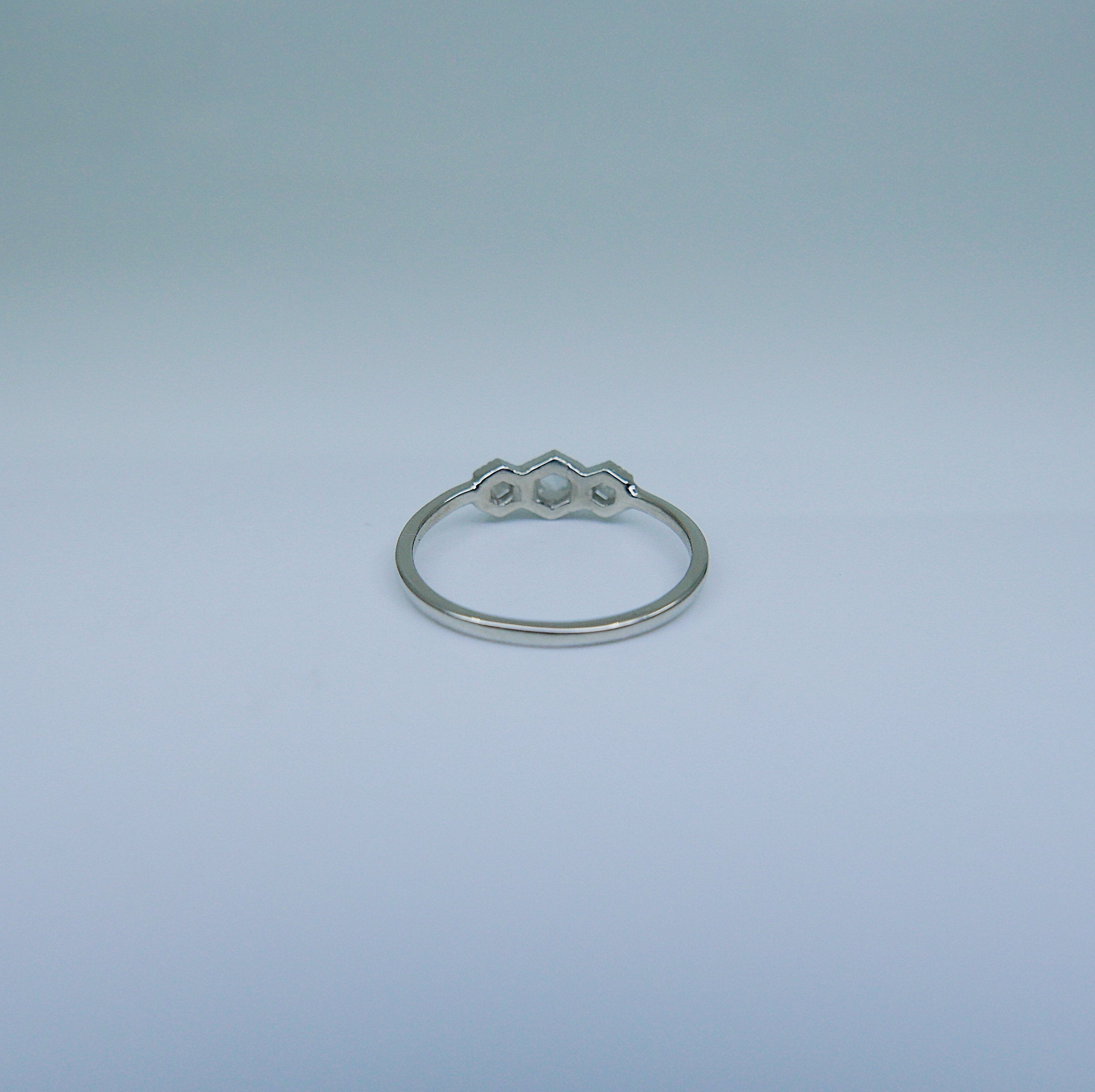 Triple Frame Ring, diamond bezel ring, OOAK ring, diamond stacking ring, diamond ring, triple stone ring, three stone ring, icy diamond ring