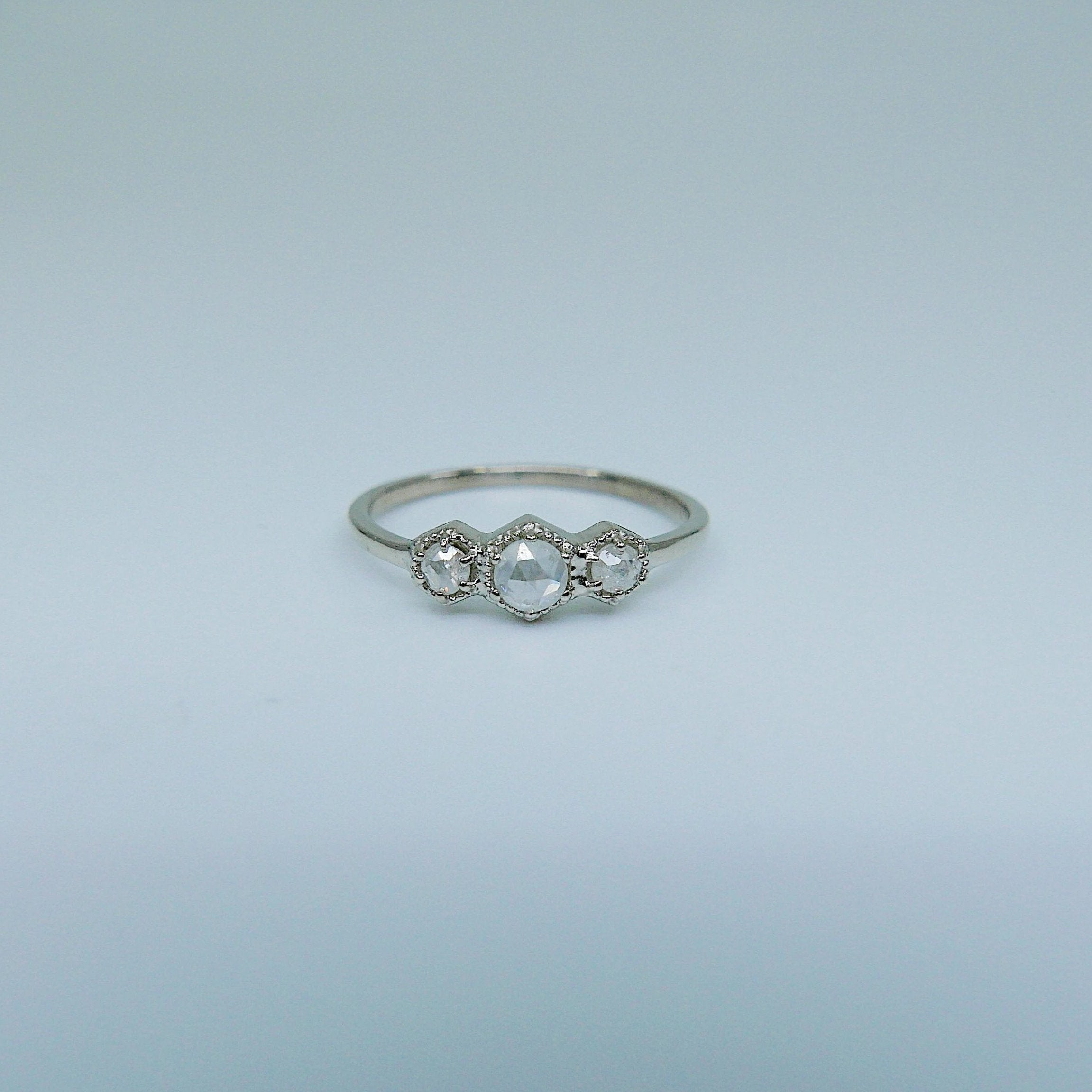 Triple Frame Ring, diamond bezel ring, OOAK ring, diamond stacking ring, diamond ring, triple stone ring, three stone ring, icy diamond ring