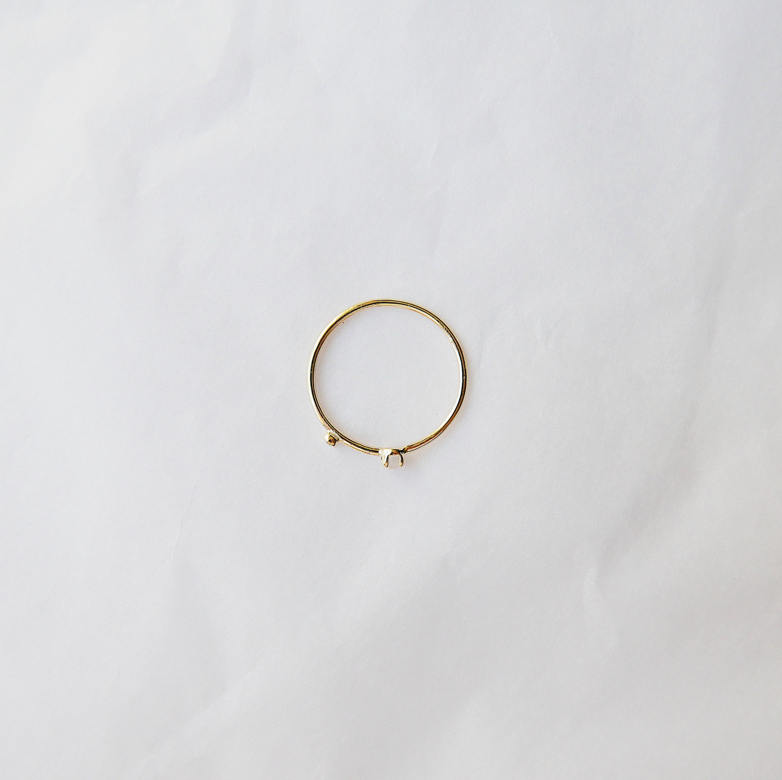 Moonstone Duet Ring (Small), 14k Diamond and moonstone Ring, Mini moonstone Ring, Stacking Bands, Stacking Rings, 14k Gold Band