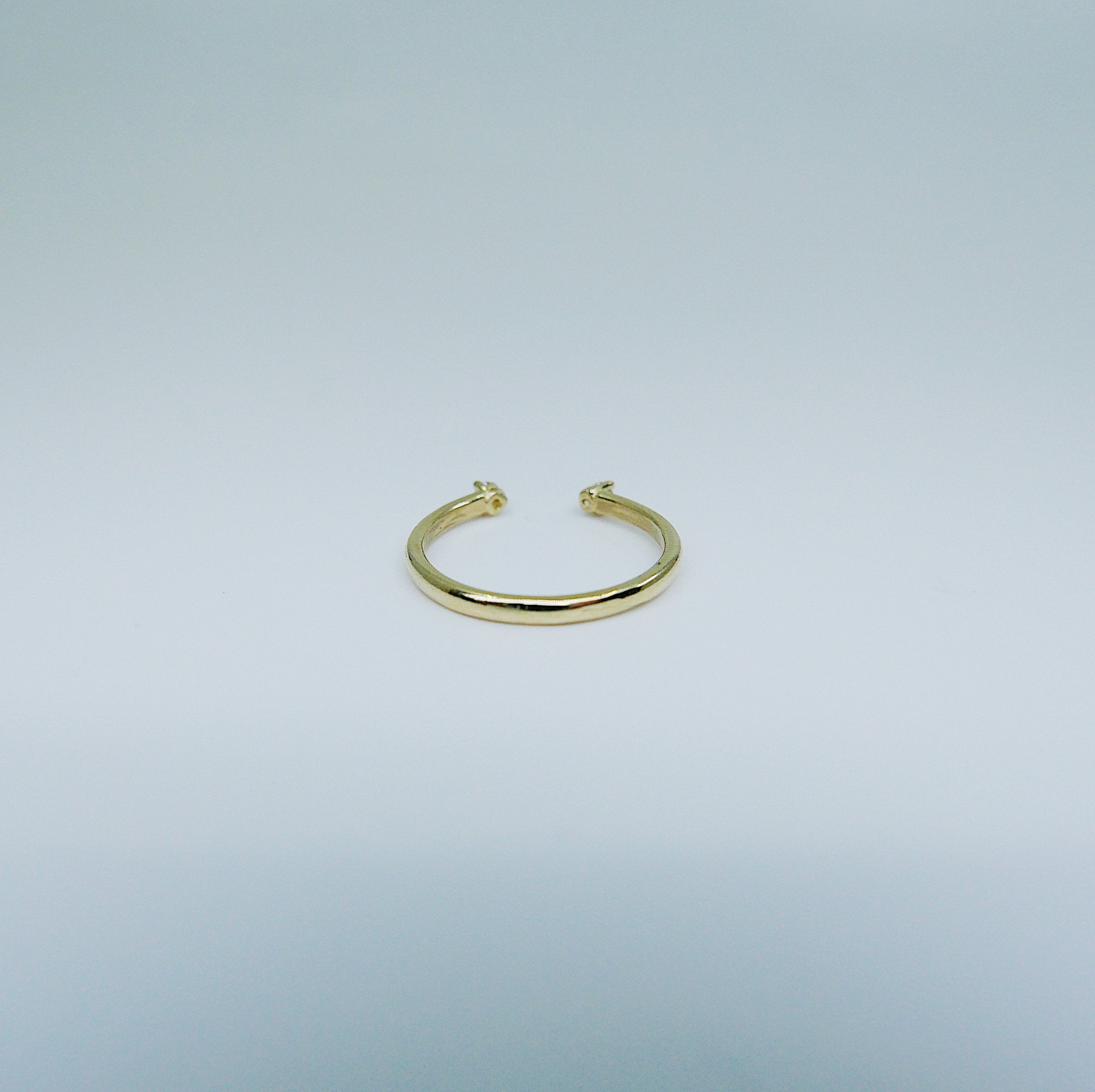 Mini Moonstone Cuff Ring, open moonstone Stacking ring, Simple moonstone ring, open band, small moonstone cuff ring, dainty gold band