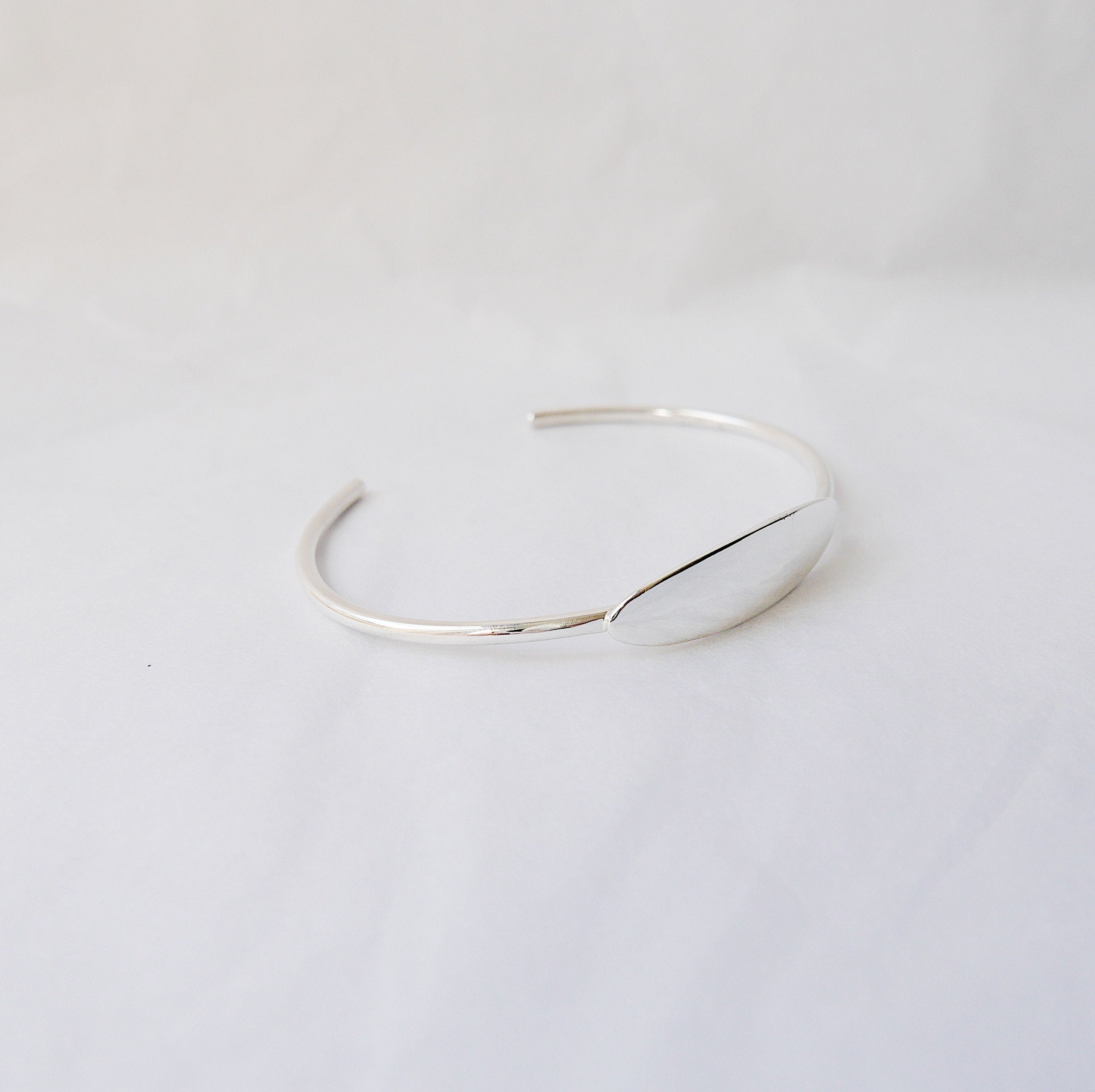 Nameplate Cuff Bracelet, Sterling Silver Nameplate Bracelet, Silver Nameplate Bracelet