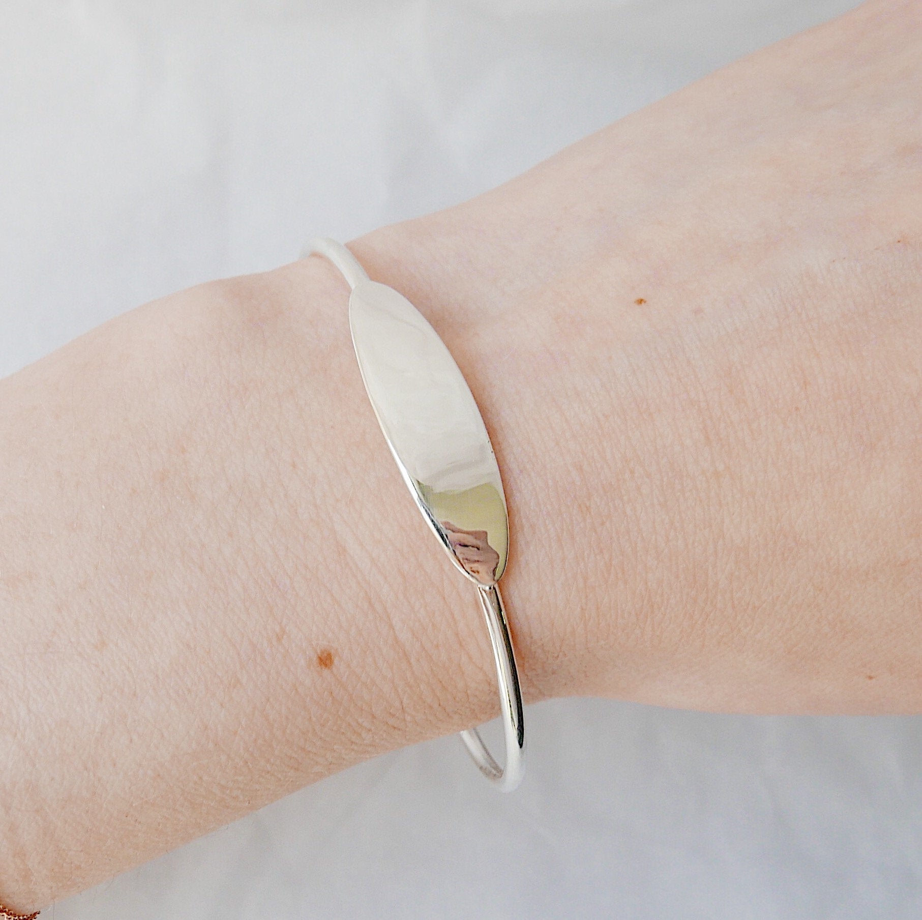 Nameplate Cuff Bracelet, Sterling Silver Nameplate Bracelet, Silver Nameplate Bracelet