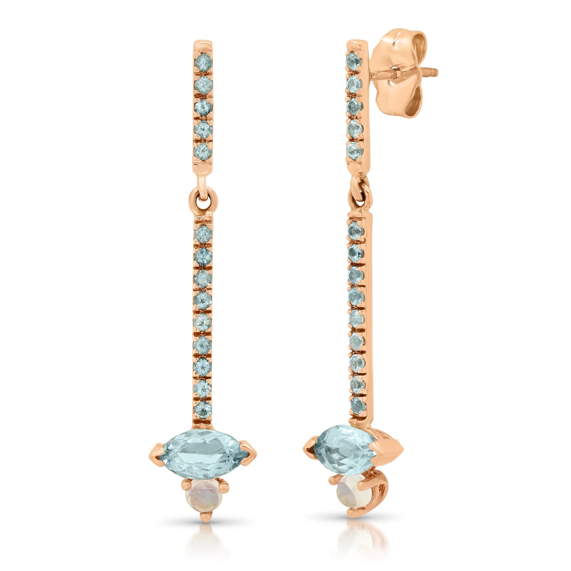 Sticks and Stones Marquise Duo Earring, Aquamarine, Blue topaz