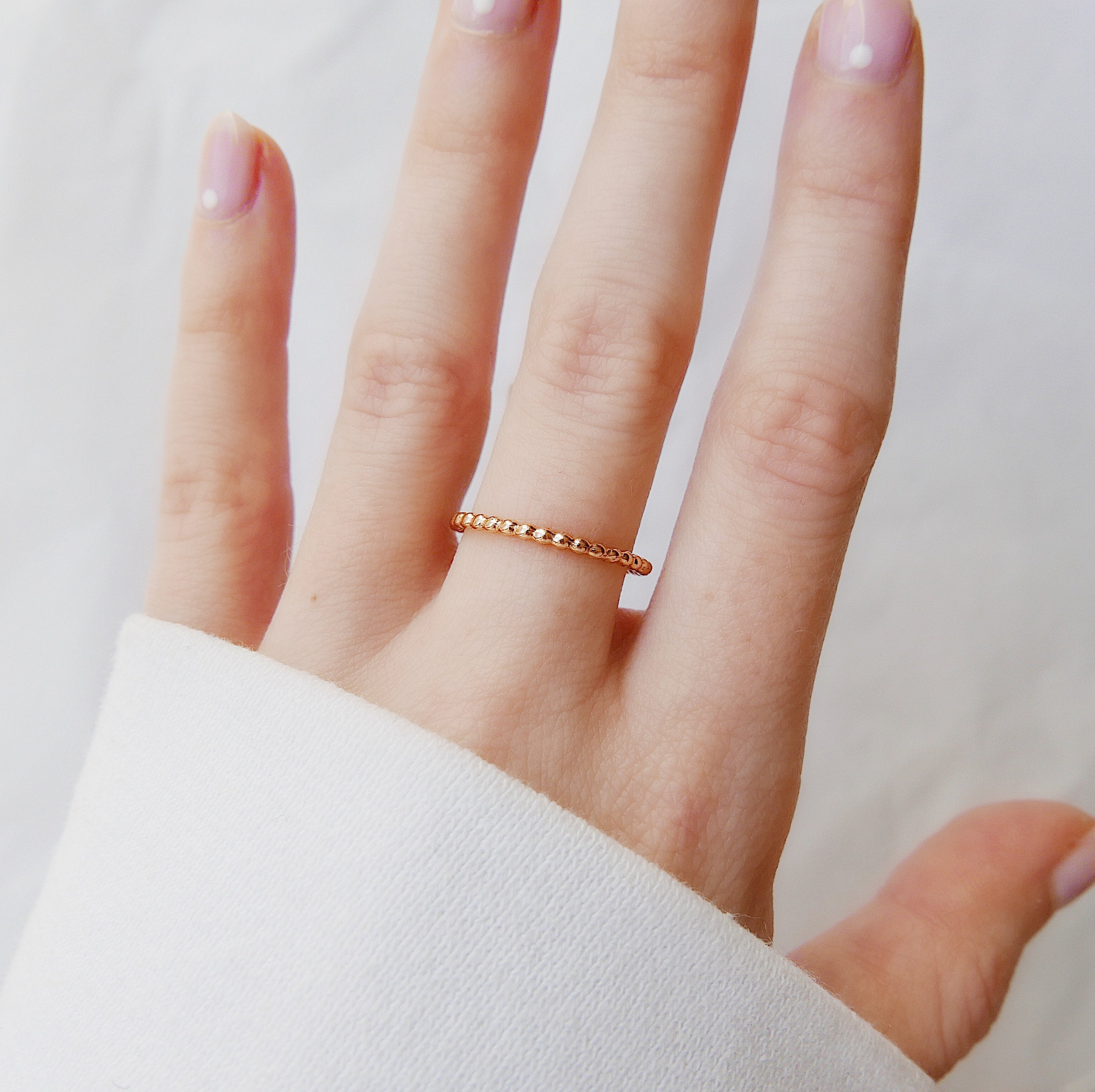 style  simple  Rings  modern  minimalist  mgj  mason grace jewelry  mason grace  jewelry  gift  fine jewelry  diamond  dainty  beaded ring  beaded chain ring  beaded ball ring  ball chain ring  14k gold ring