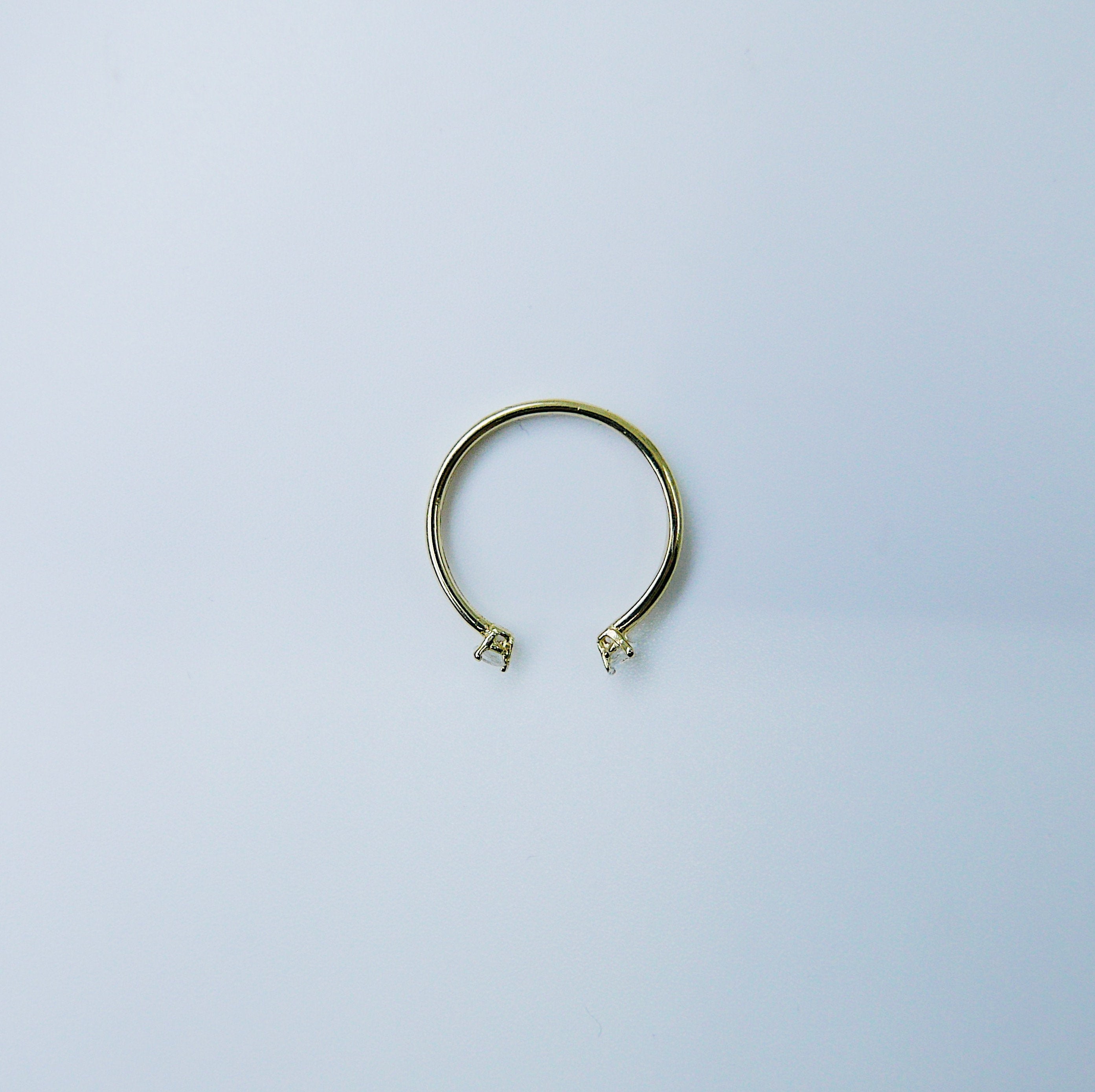 Mini Moonstone Cuff Ring, open moonstone Stacking ring, Simple moonstone ring, open band, small moonstone cuff ring, dainty gold band