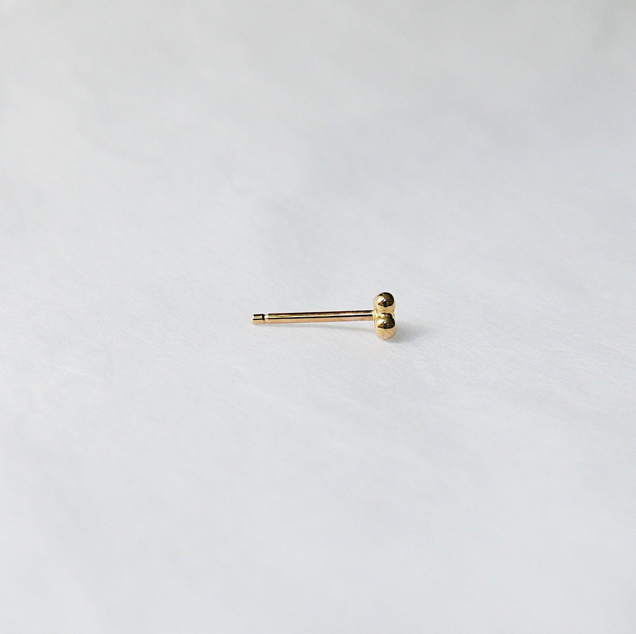 Three Dot Stud Earring, 14k ball earring, 14k gold stud, gold three ball stud, 14k gold stud earring